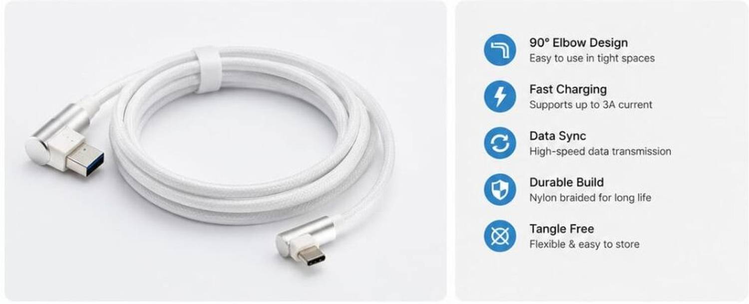 VYNTRONICS 1m USB A to Type C Fast Charging Cable - Image 2