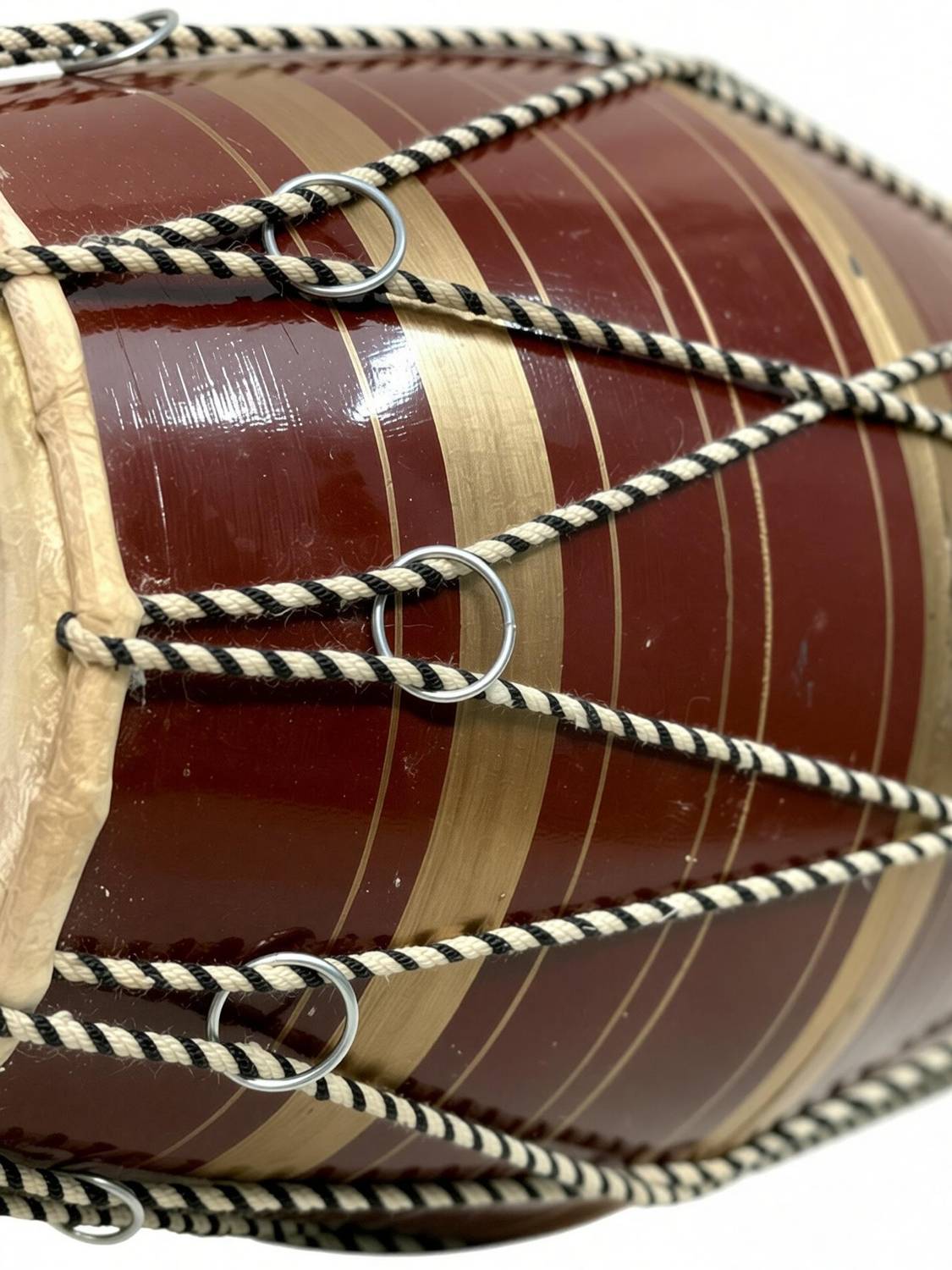 horain traders 12 inch Brown Rope & Rings Baby Dholak - Image 3