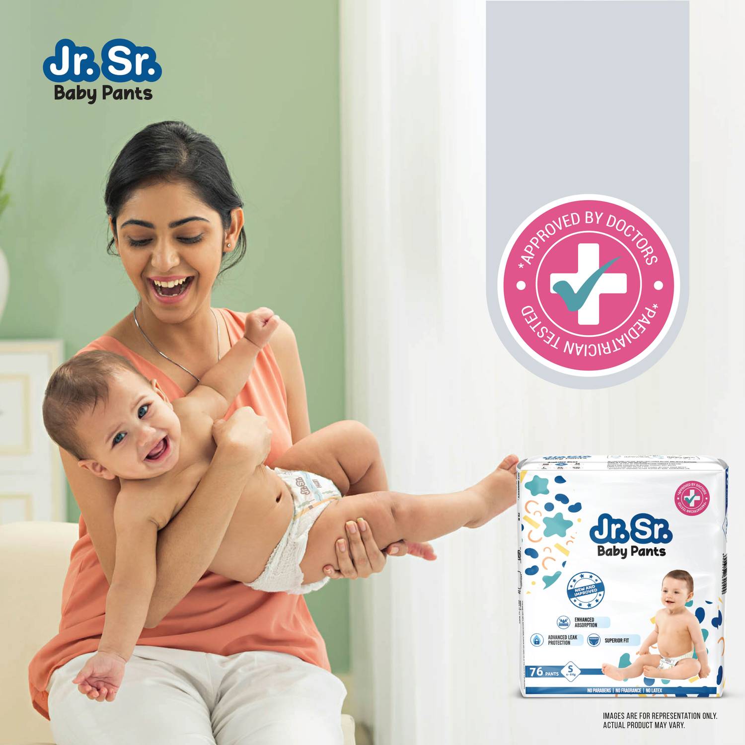 Jr.Sr. Baby Diaper Pants S Pack of 1 - Image 2