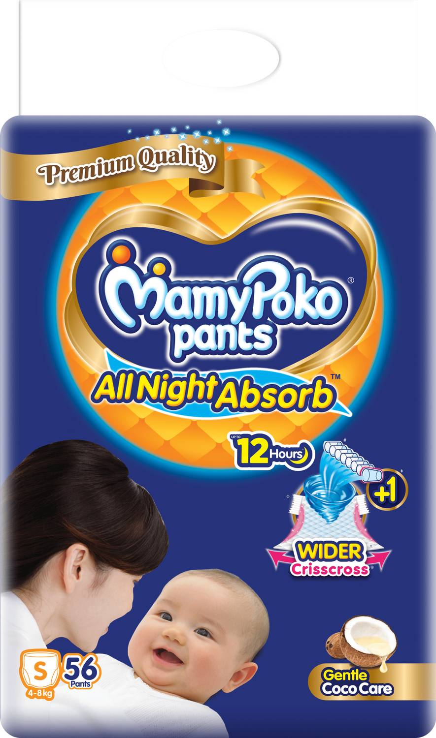 MamyPoko All Night Absorb, Coco Care Pant Diapers - S