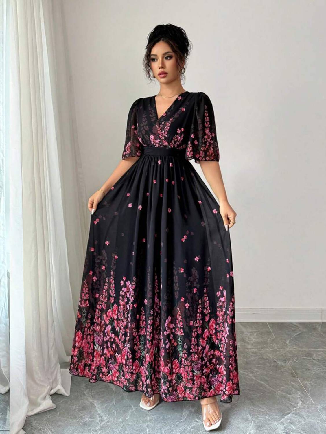 Nautiful Women Maxi Black, Red Dress