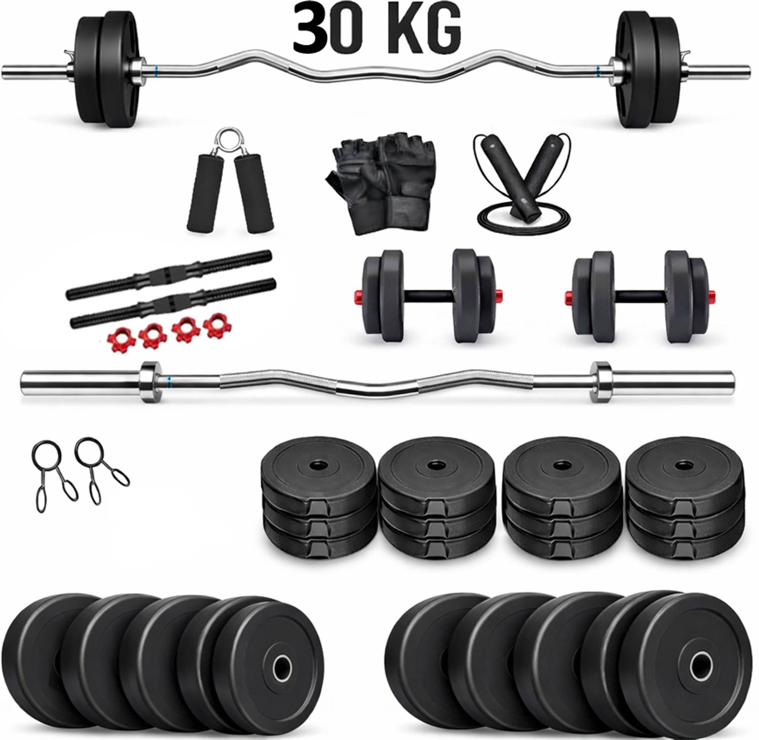 DCS Pro 30kg Dumbbell Set with 3ft Rod - Image 1