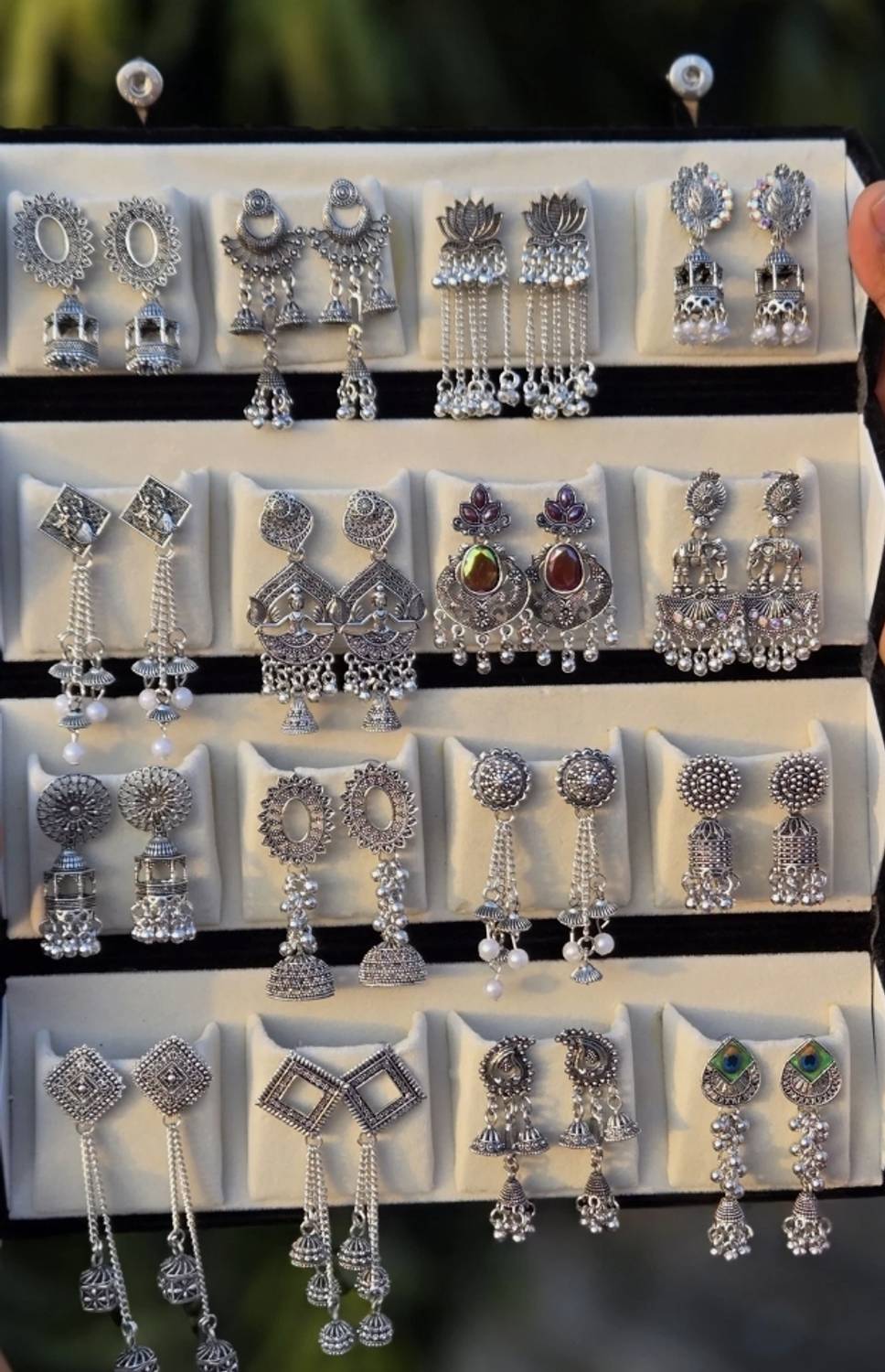 Treviyaa Viral 16 Pair Oxidised Earring Set - Image 3