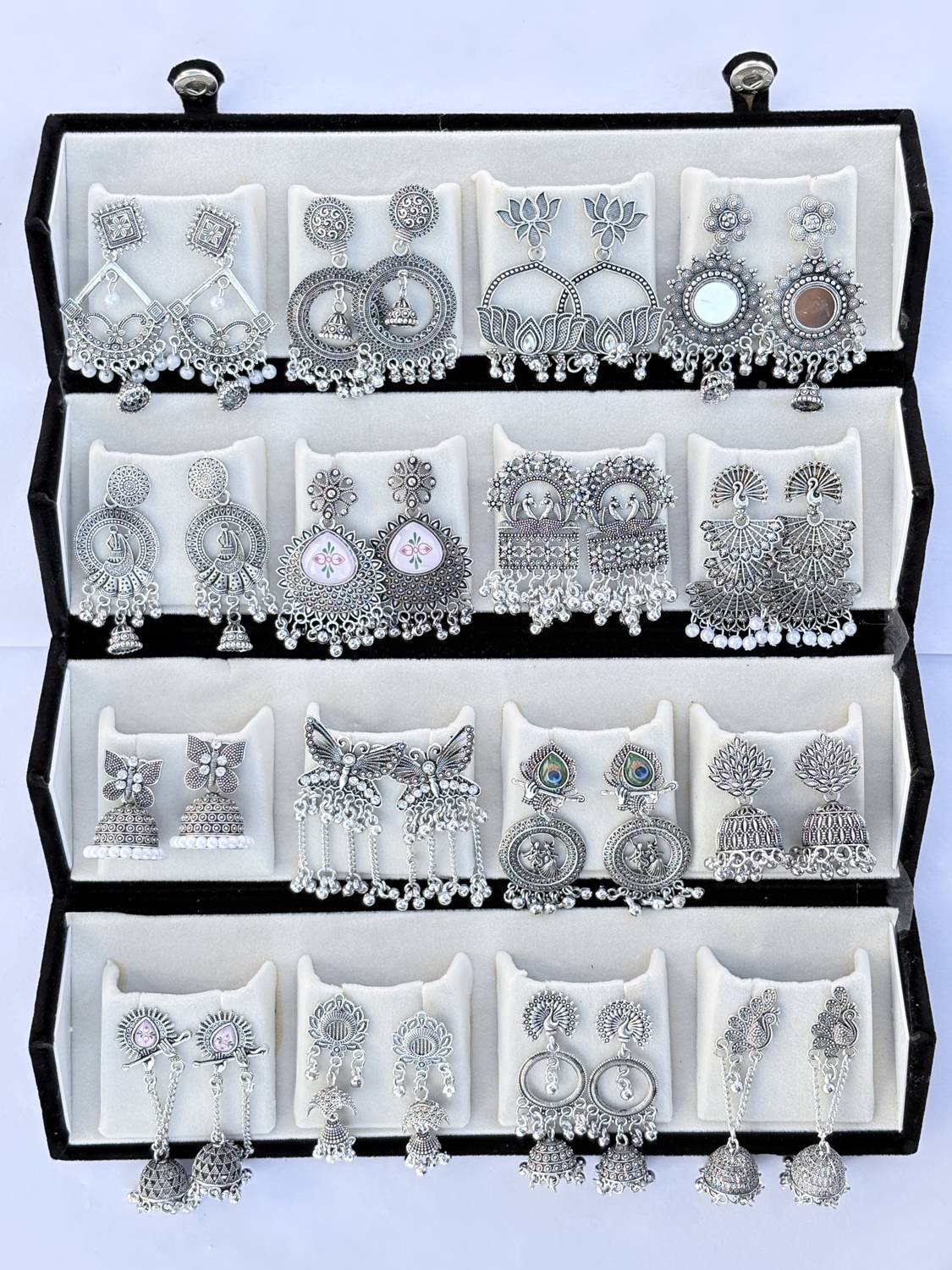 Treviyaa Viral 16 Pair Oxidised Earring Set - Image 2
