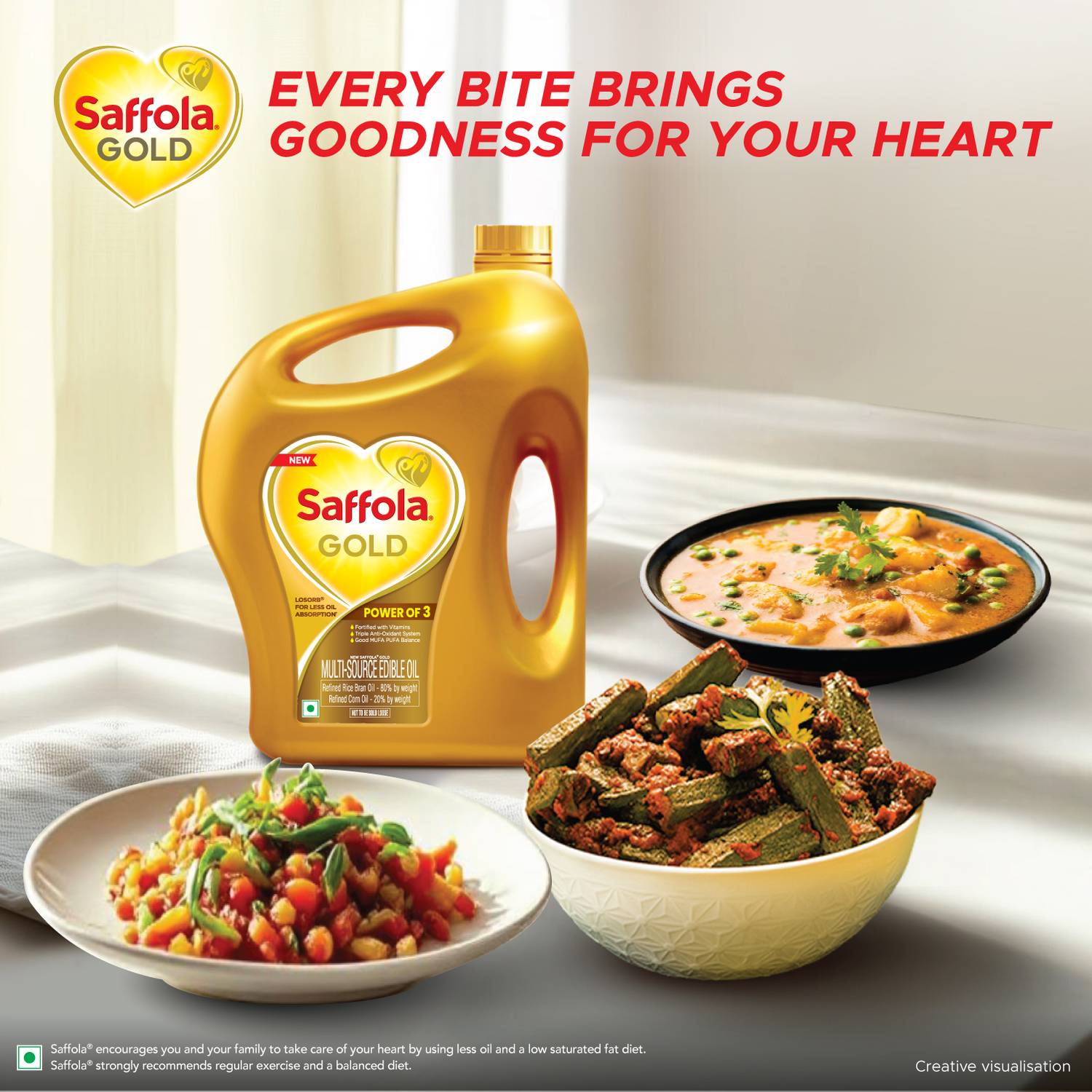Saffola Gold Rice Bran & Corn Oil, 1L - Image 4