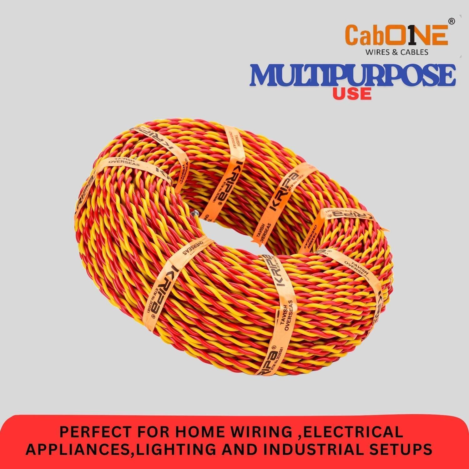 CabONE 10/76 Lite 2 Core 0.5 sq/mm Wire, 91m, Red/Yellow - Image 4