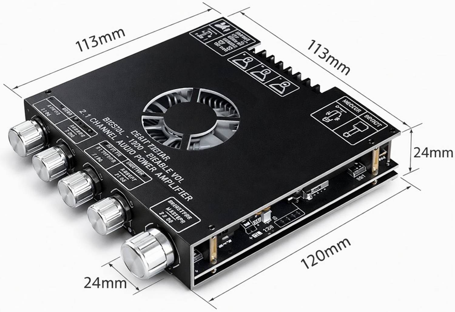 SG Flash ZK-AS21 220W*2+350W 2.1 Bluetooth Amplifier Board - Image 2
