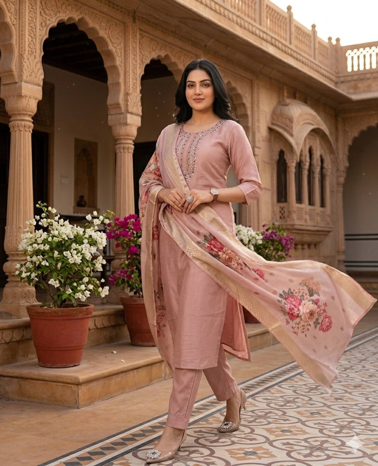 ACHYUT DESIGNS Women Kurta, Dhoti Pant & Dupatta Set - Image 2
