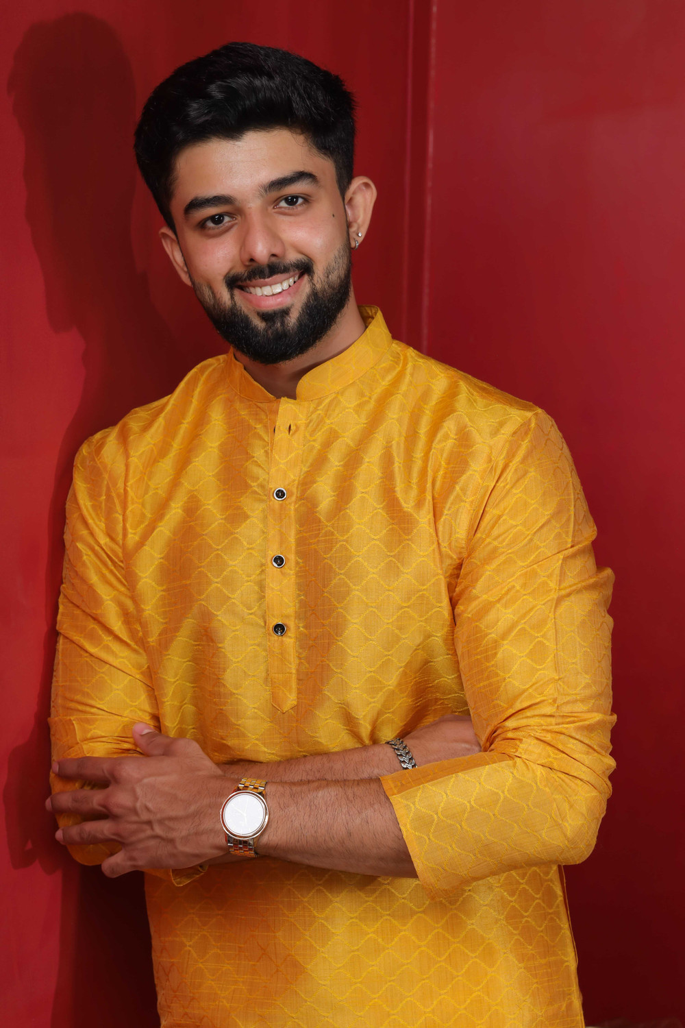 Koshin Men Self Design Straight Kurta