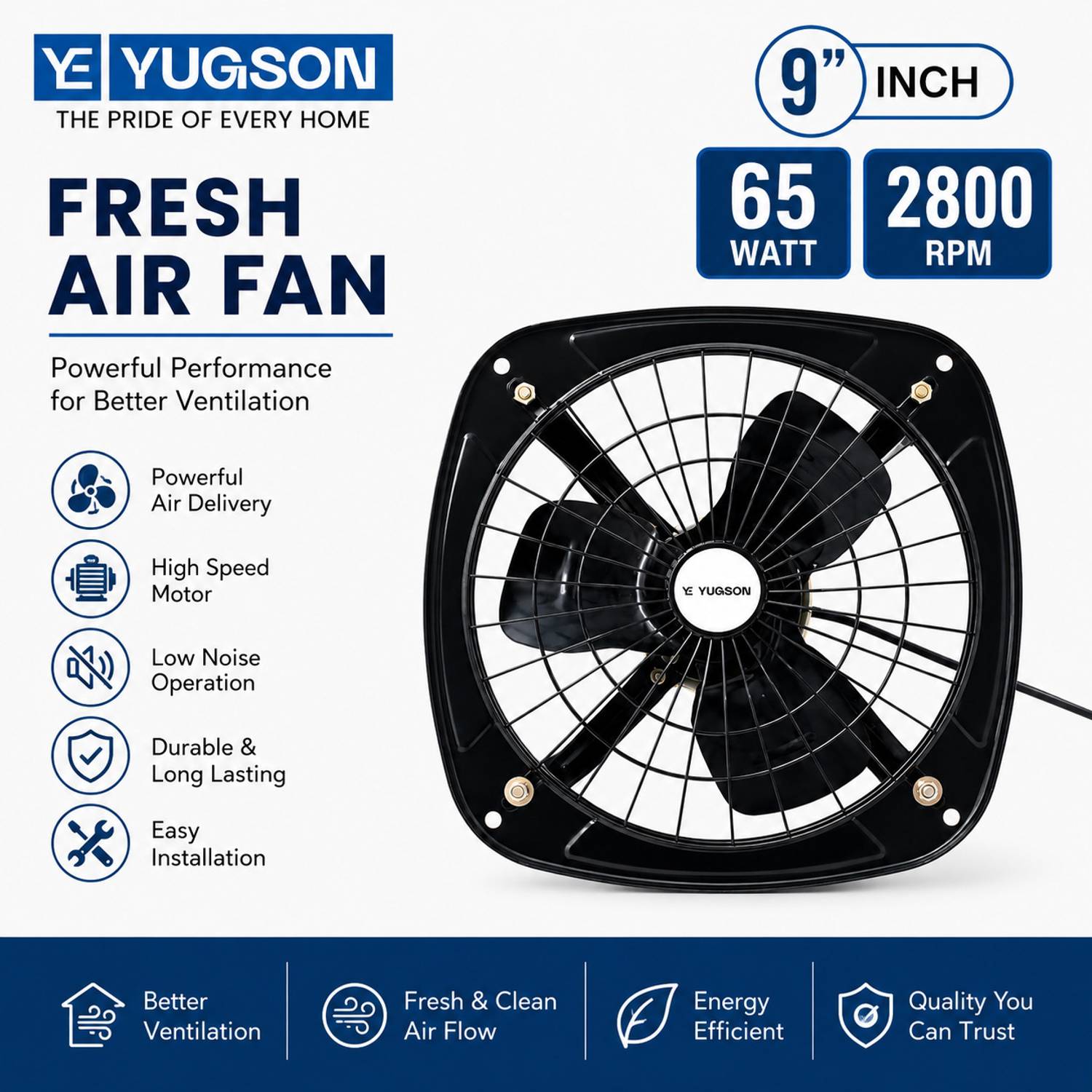 Yugson 12 Inch 3 Blade Exhaust Fan - Image 3