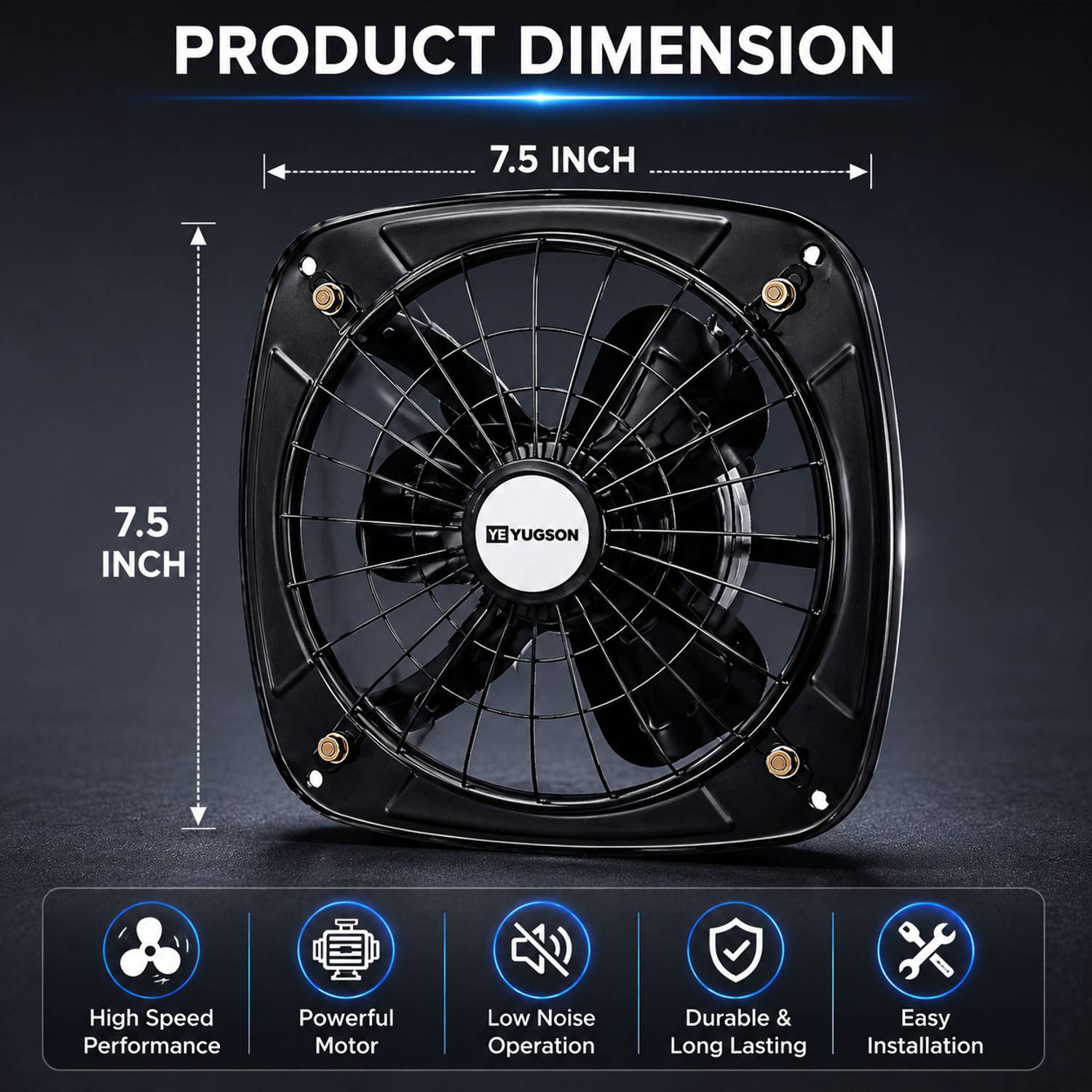 Yugson 12 Inch 3 Blade Exhaust Fan - Image 4