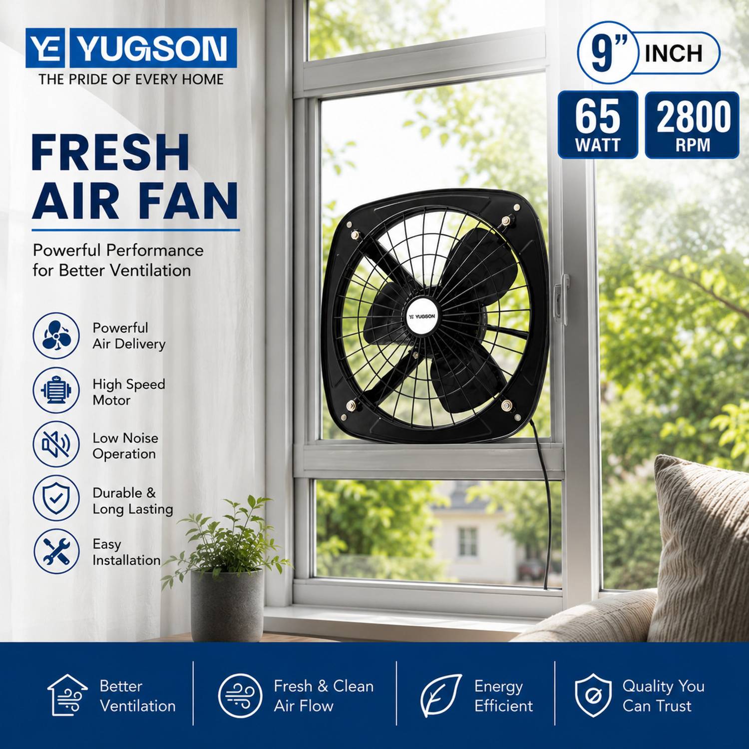 Yugson 12 Inch 3 Blade Exhaust Fan - Image 2
