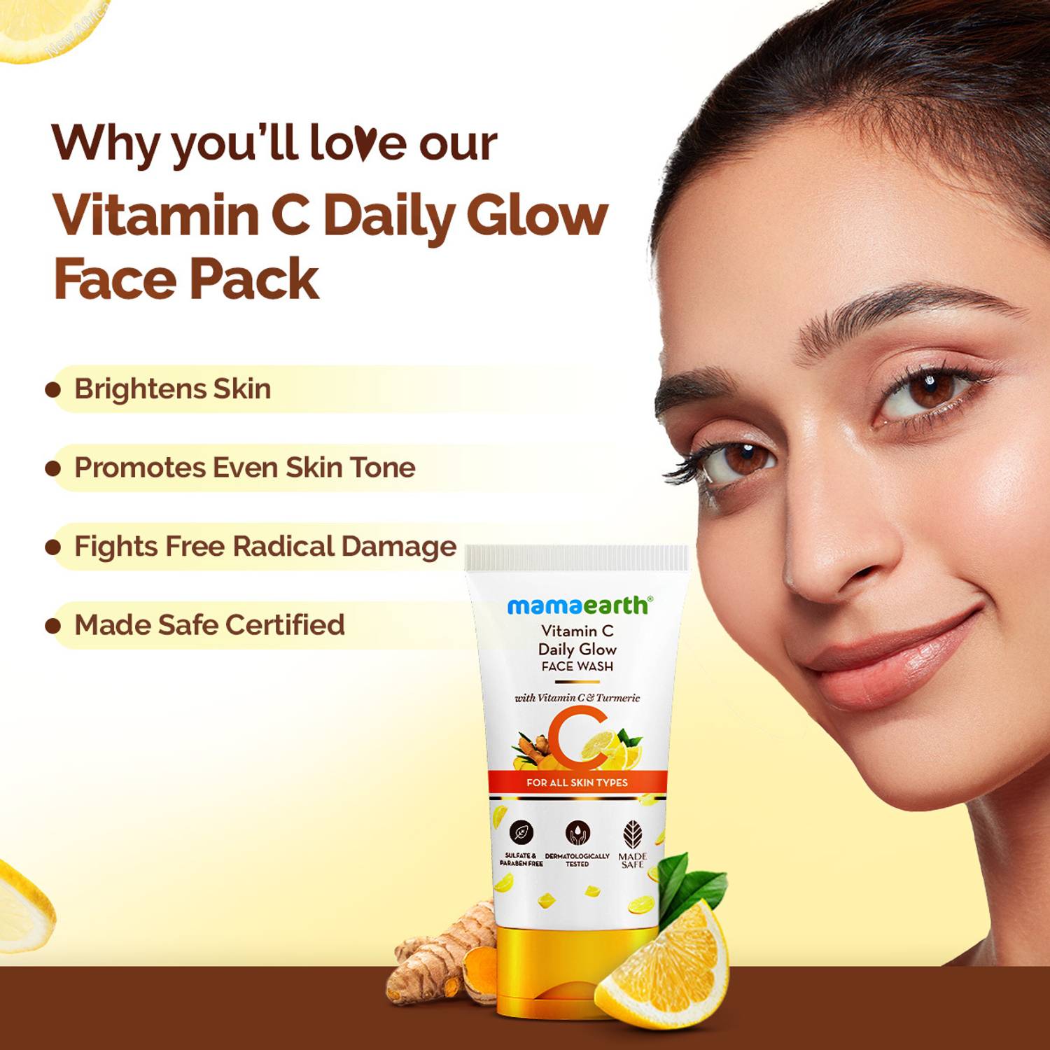 Mamaearth Vitamin C and Turmeric Face Wash 100ml - Image 3
