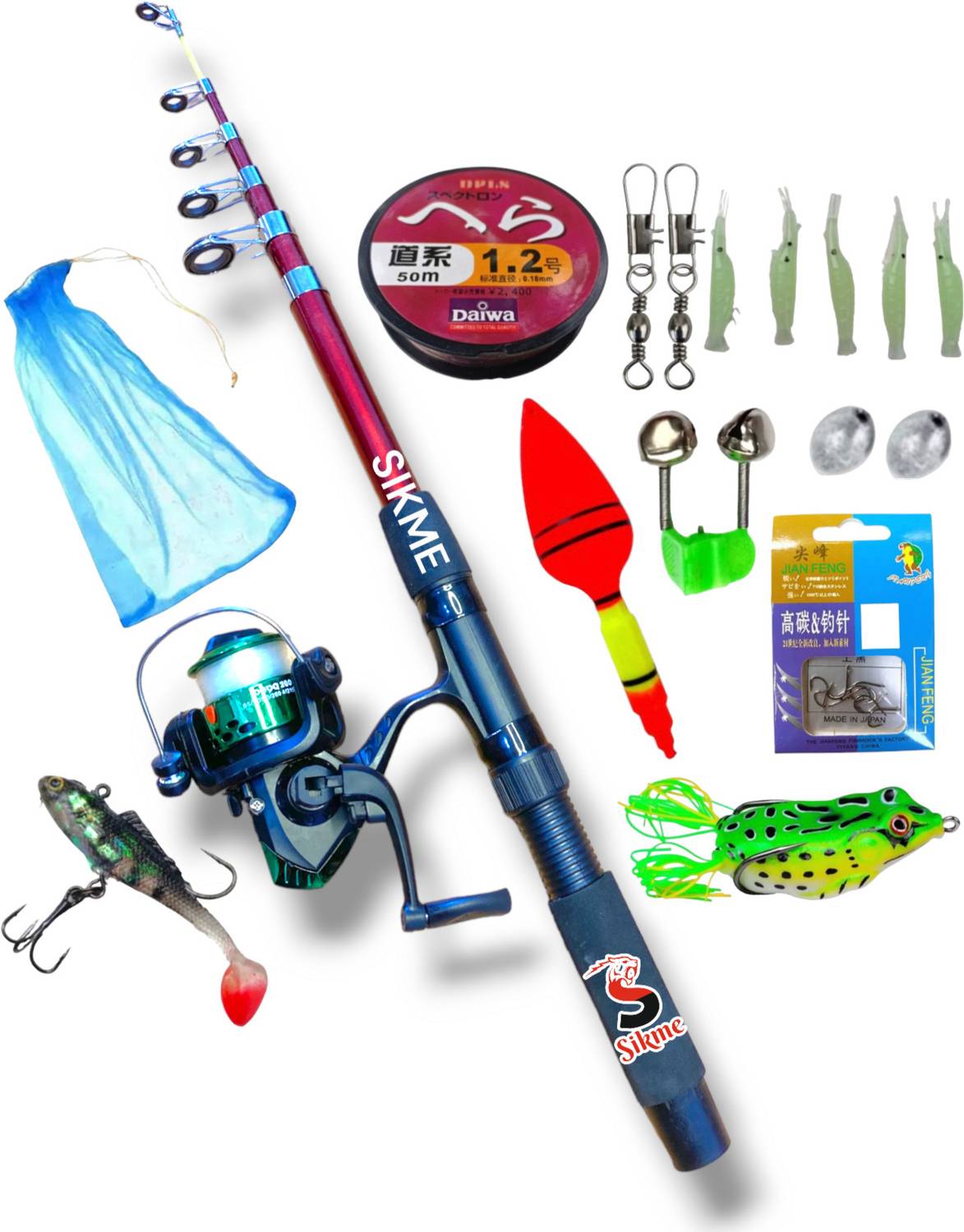 Old fish 7ft Fishing Rod and Reel Combo - Image 1