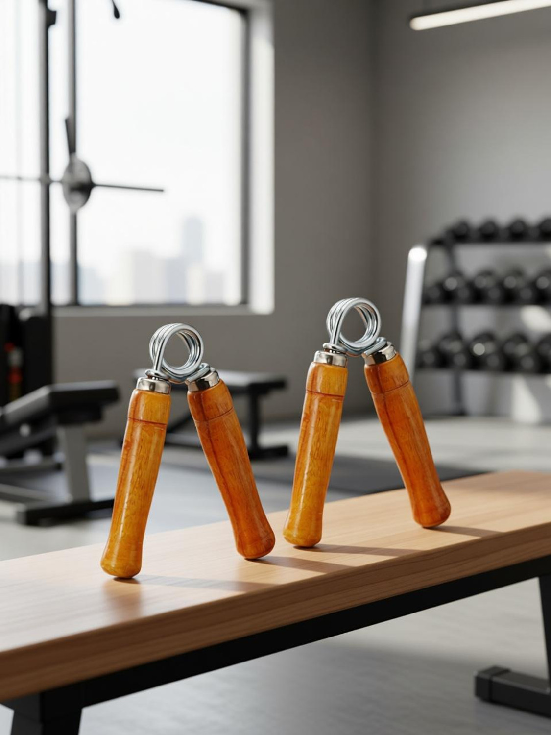 L'AVENIR Sport & Fitness 2pcs. Wooden Handle Hand Grip Exerciser Hand Grip/Fitness Grip
