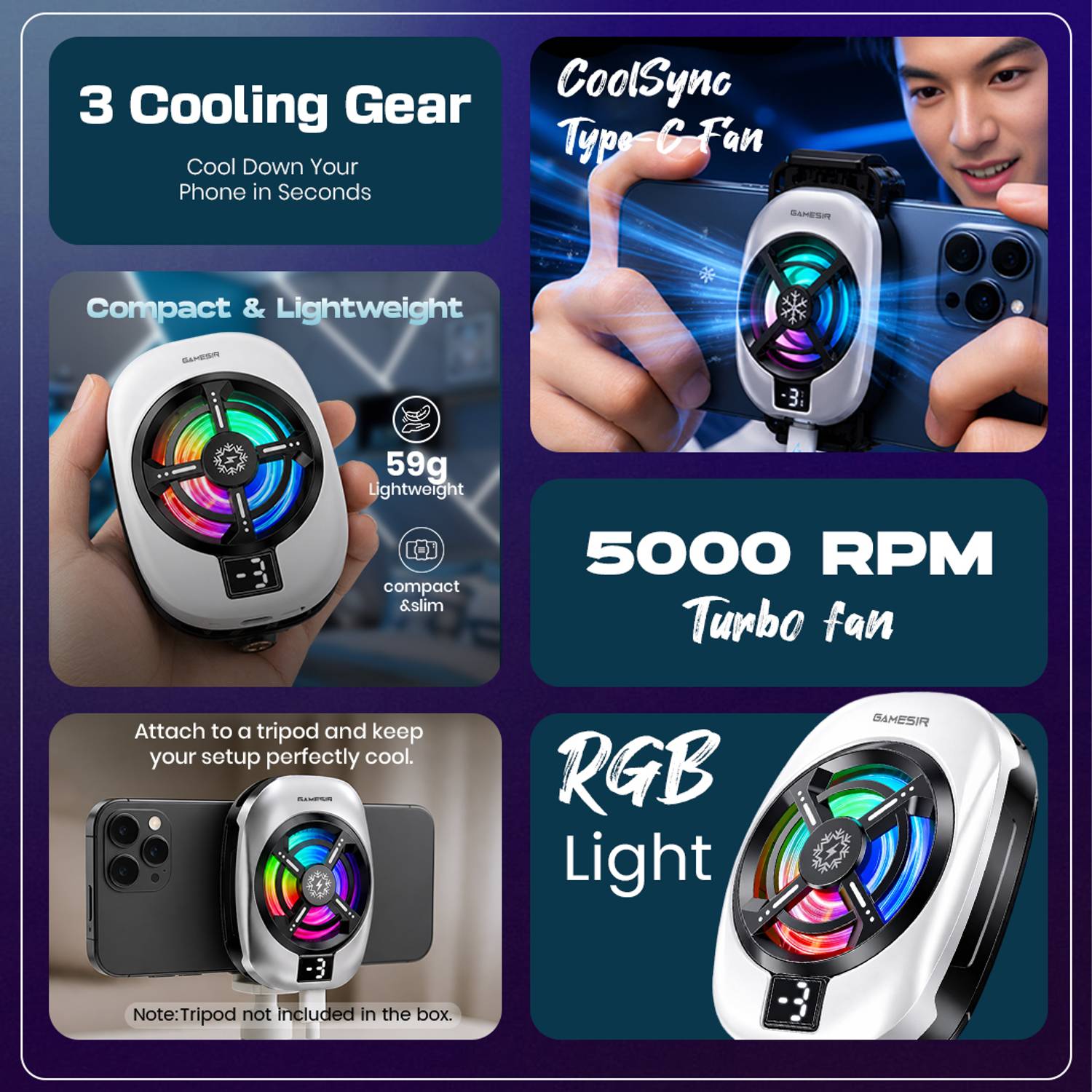 Gameisr TL16 Gaming Mobile Cooling Fan with RGB Light - Image 5