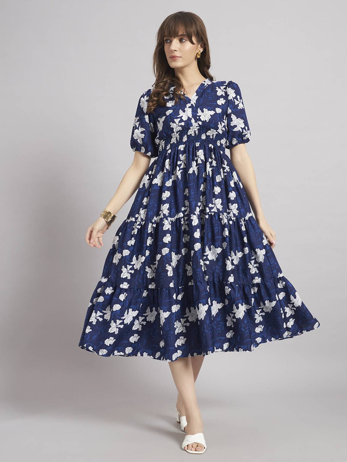 Krunal Raiyani Women Fit and Flare Blue Dress