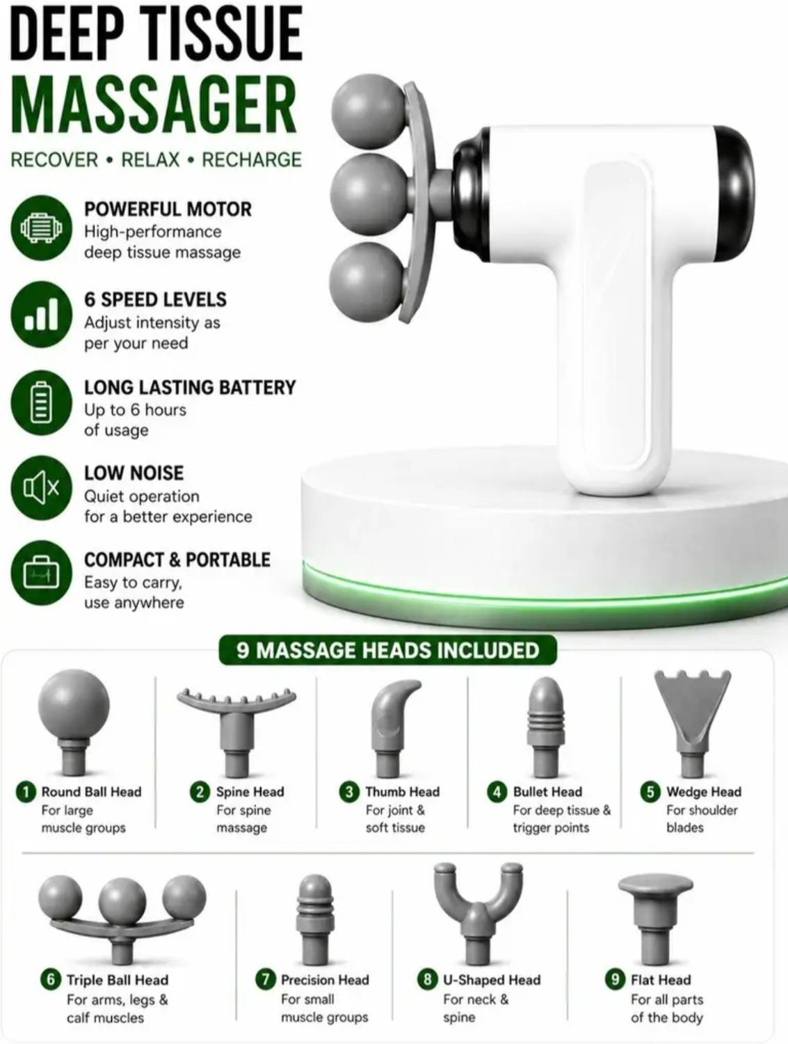 globalventures ELECRANGE 3-BALL FLEX HEAD MASSAGE GUN - Image 2