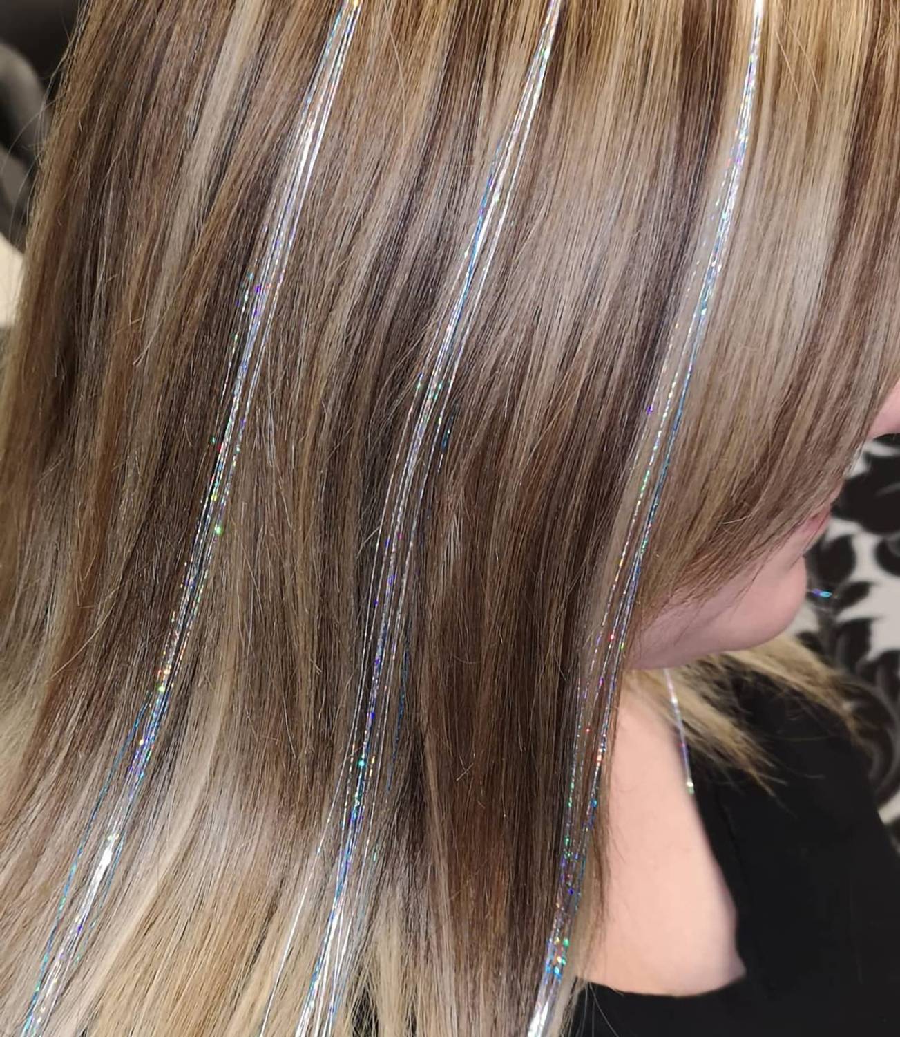 MYYNTI Silver Tinsel Hair Extensions, Sparkling Shiny Pack of 1 - Image 3