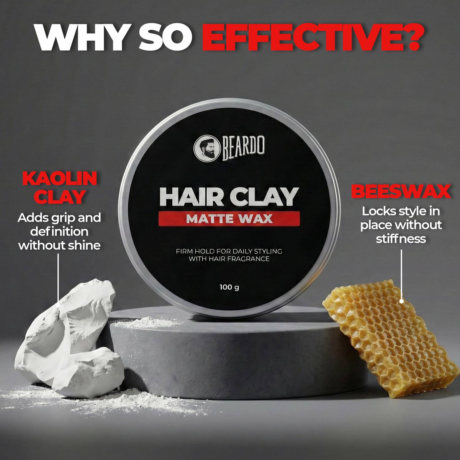 BEARDO Hair CLAY Wax for Men, 100 gm - Image 3