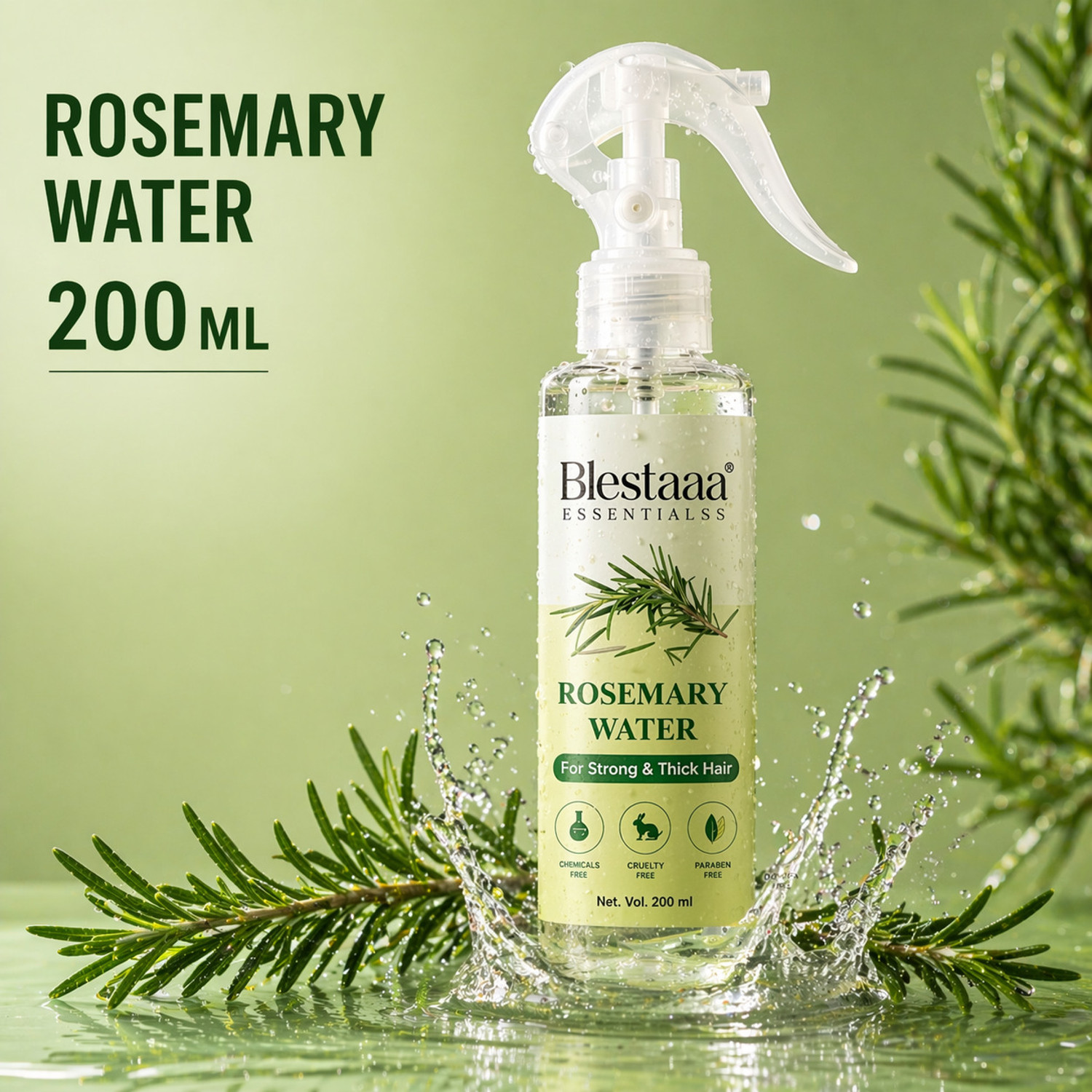 blestaaa essentialss Rosemary Water Spray for Hair Growth, Strong Roots & Healthy Scalp Care