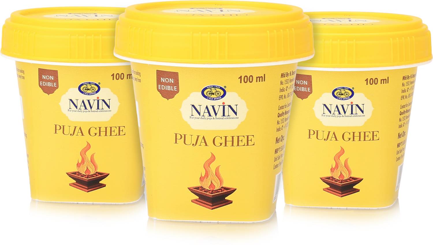 Cycle Pure Puja Ghee 100ml | Non-Edible Ghee for Diyas, Aarti & Rituals - Pack of 3