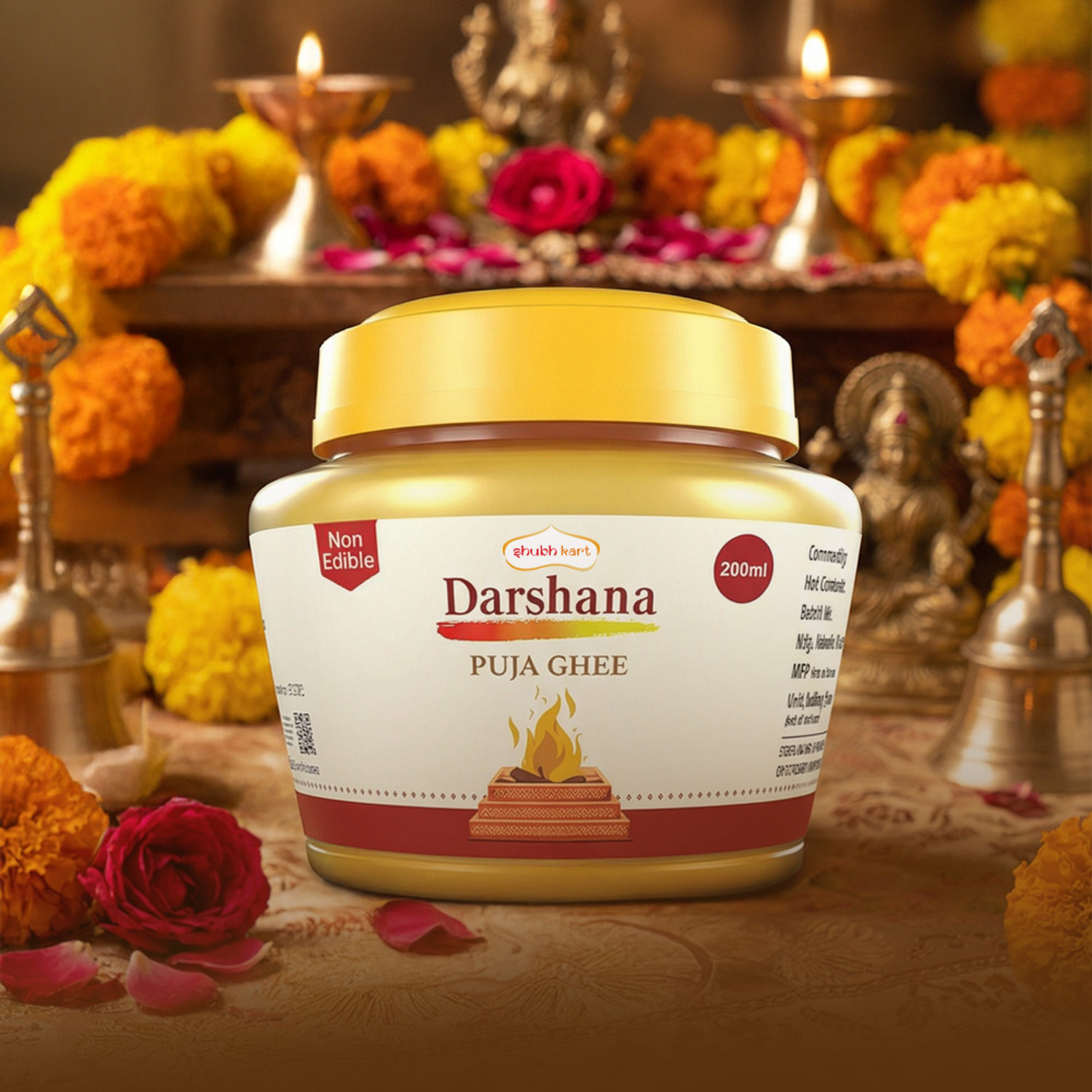 Shubhkart Darshana Puja Ghee - 200 ML | Non-Edible Puja Ghee for Daily Puja, Festivals