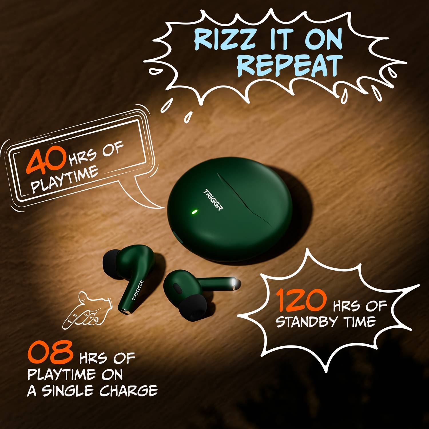 TRIGGR Rizz 40H Playback Bluetooth Earbuds - Image 5