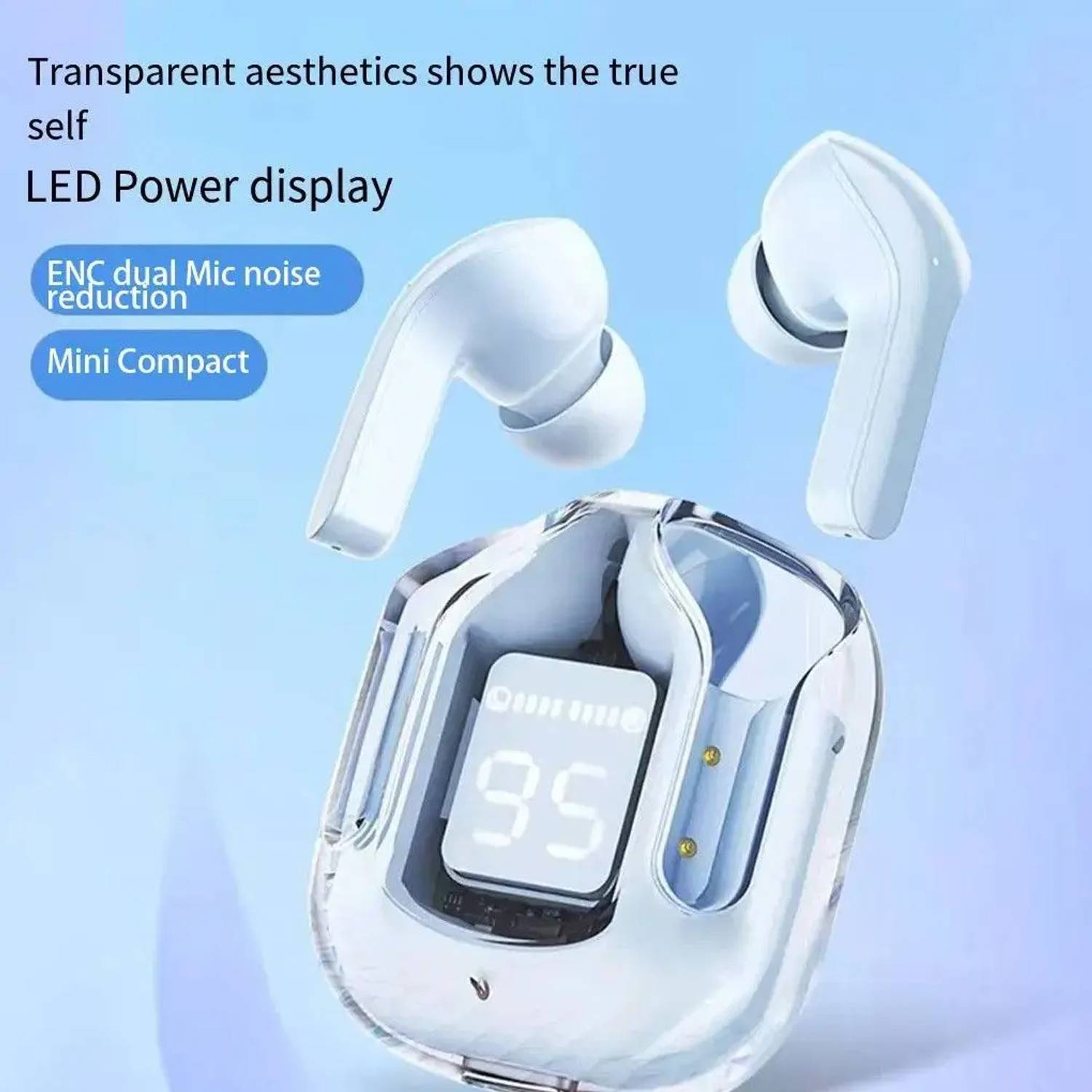 WORFOX TWS Bluetooth Earbuds with Transparent Case - Image 3