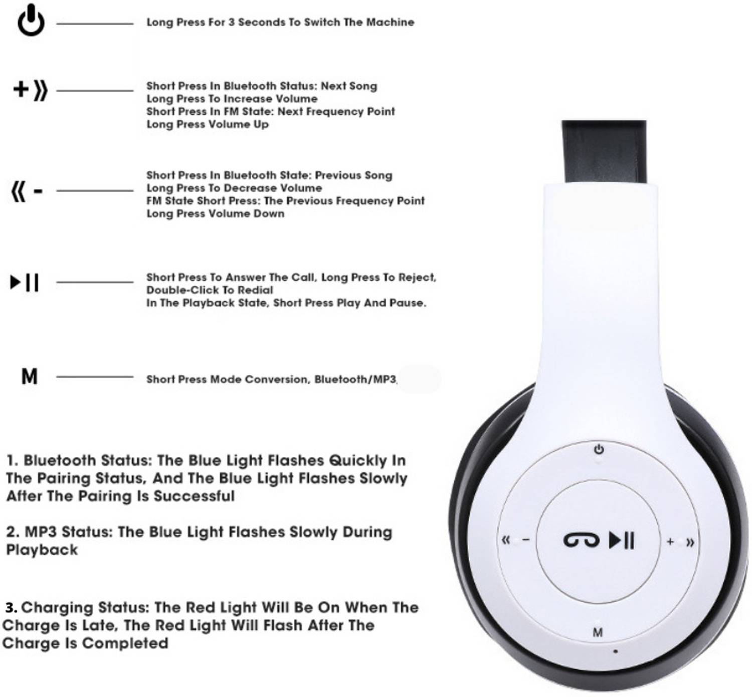 icall P47 Wireless Headphone with Mic, SD Card, AUX - Image 5