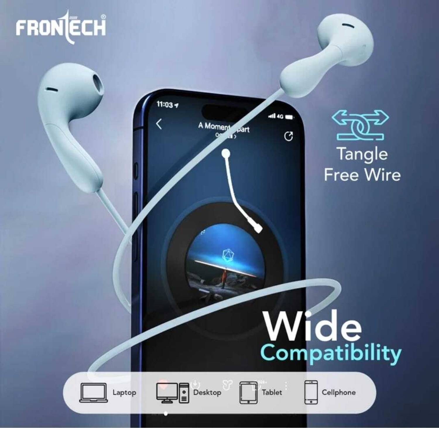 Frontech Wired Multimedia Earphones Audio Jack Earphone238 - Image 3