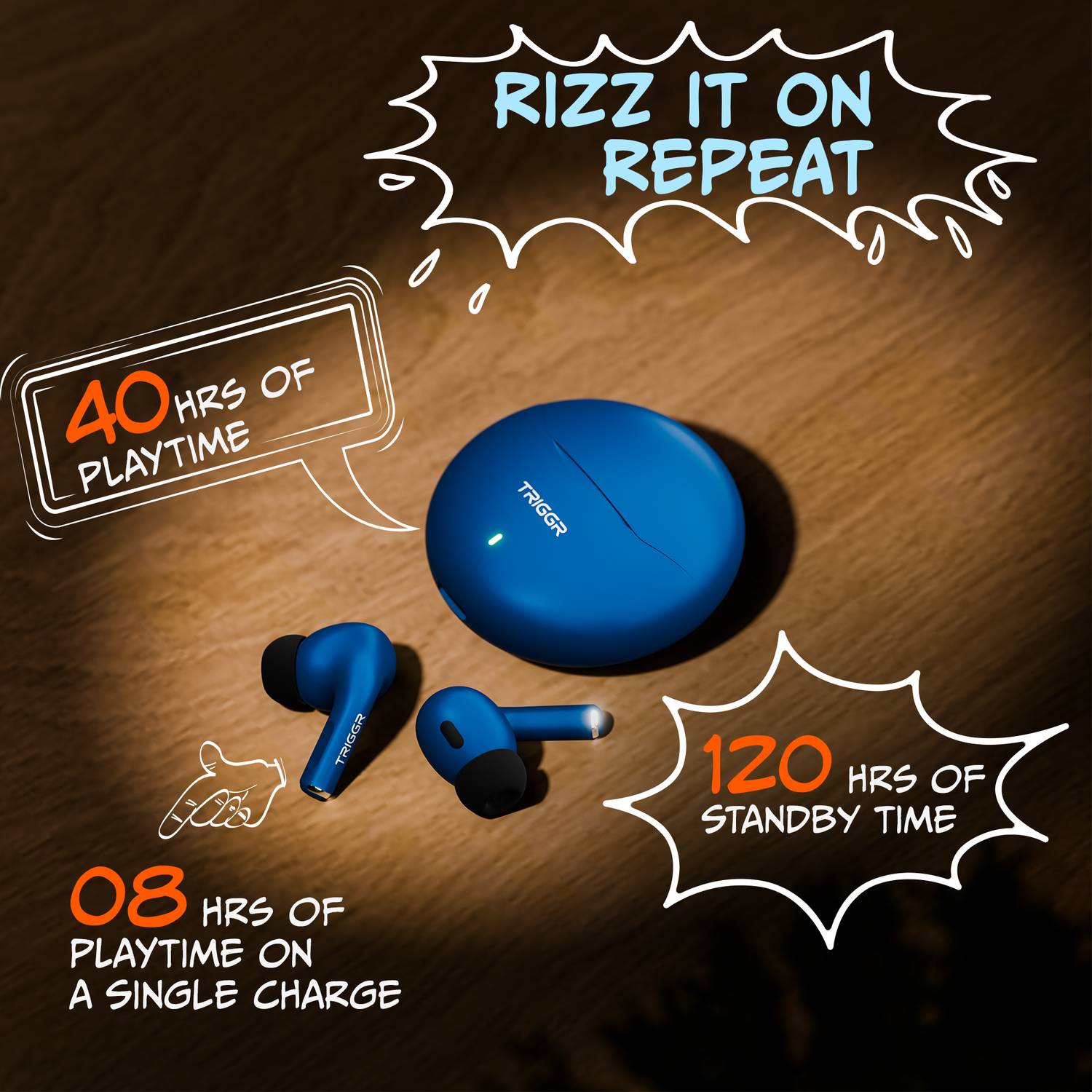 TRIGGR Rizz 40H Playback Bluetooth Earphones - Image 5