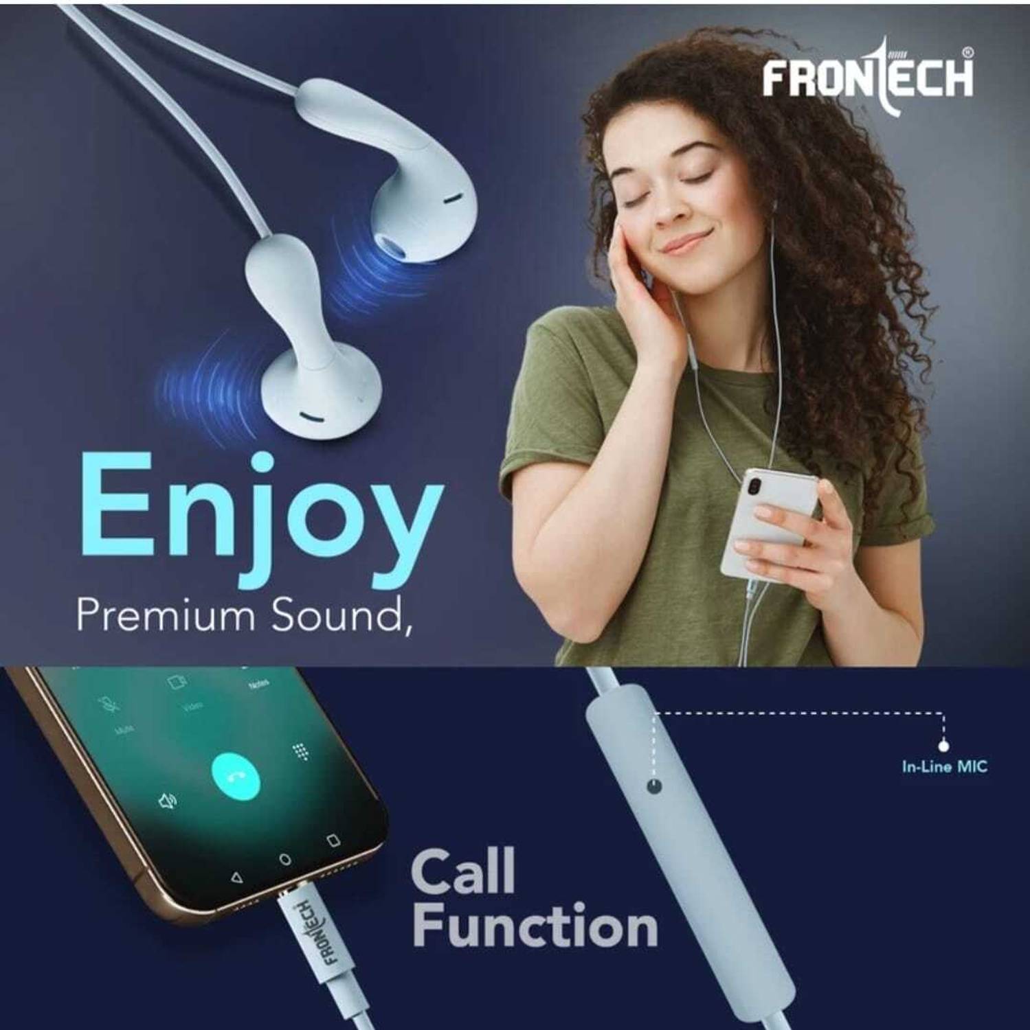 Frontech Wired Multimedia Earphones Audio Jack Earphone238 - Image 2