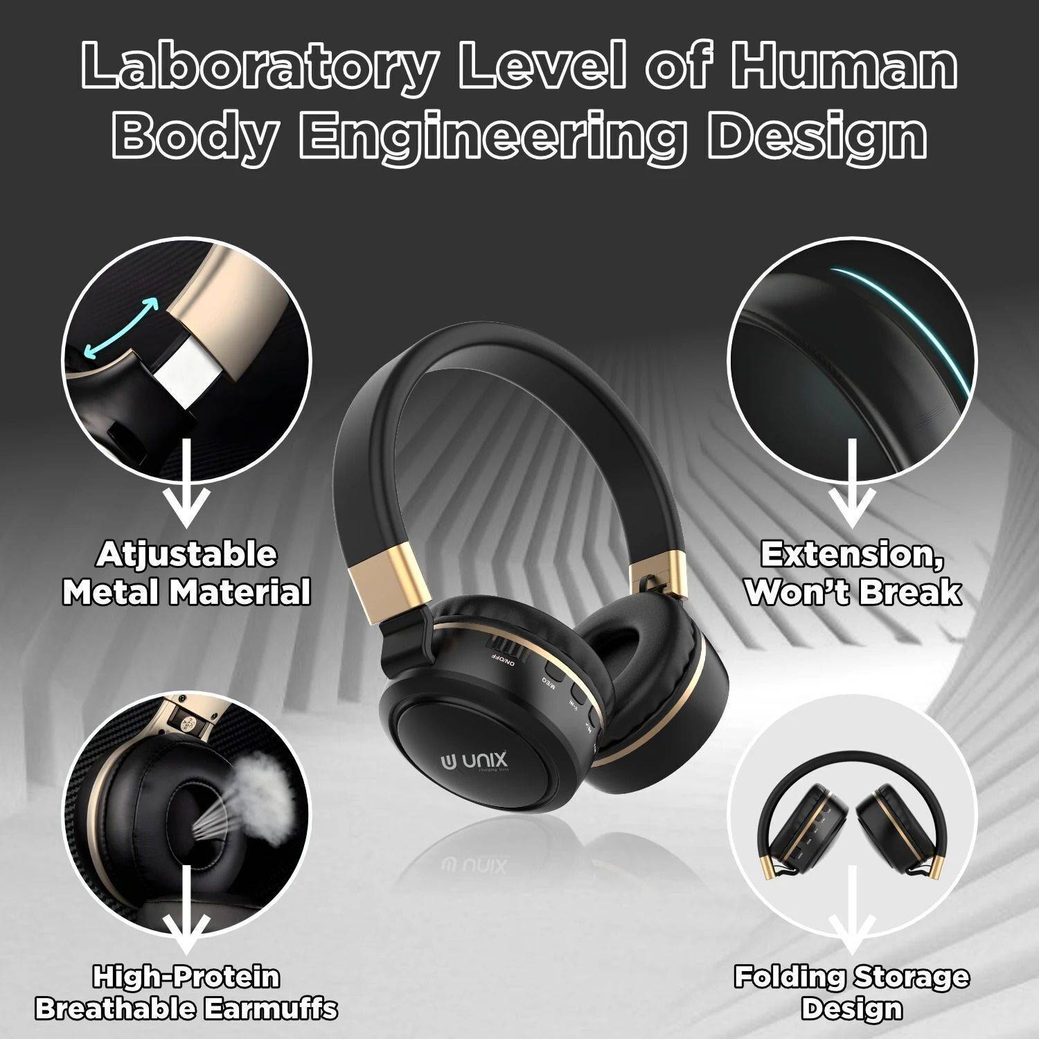 Unix Wireless Headphones 12Hrs Playtime 40MM Drivers - Image 5