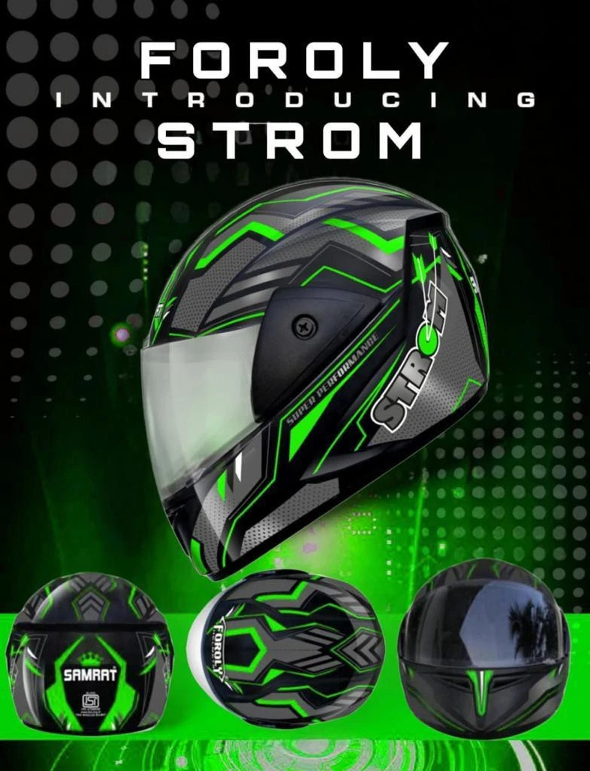 FOROLY Auto Green X-7 Alien ABS Material with Rainbow visor Motorbike Helmet