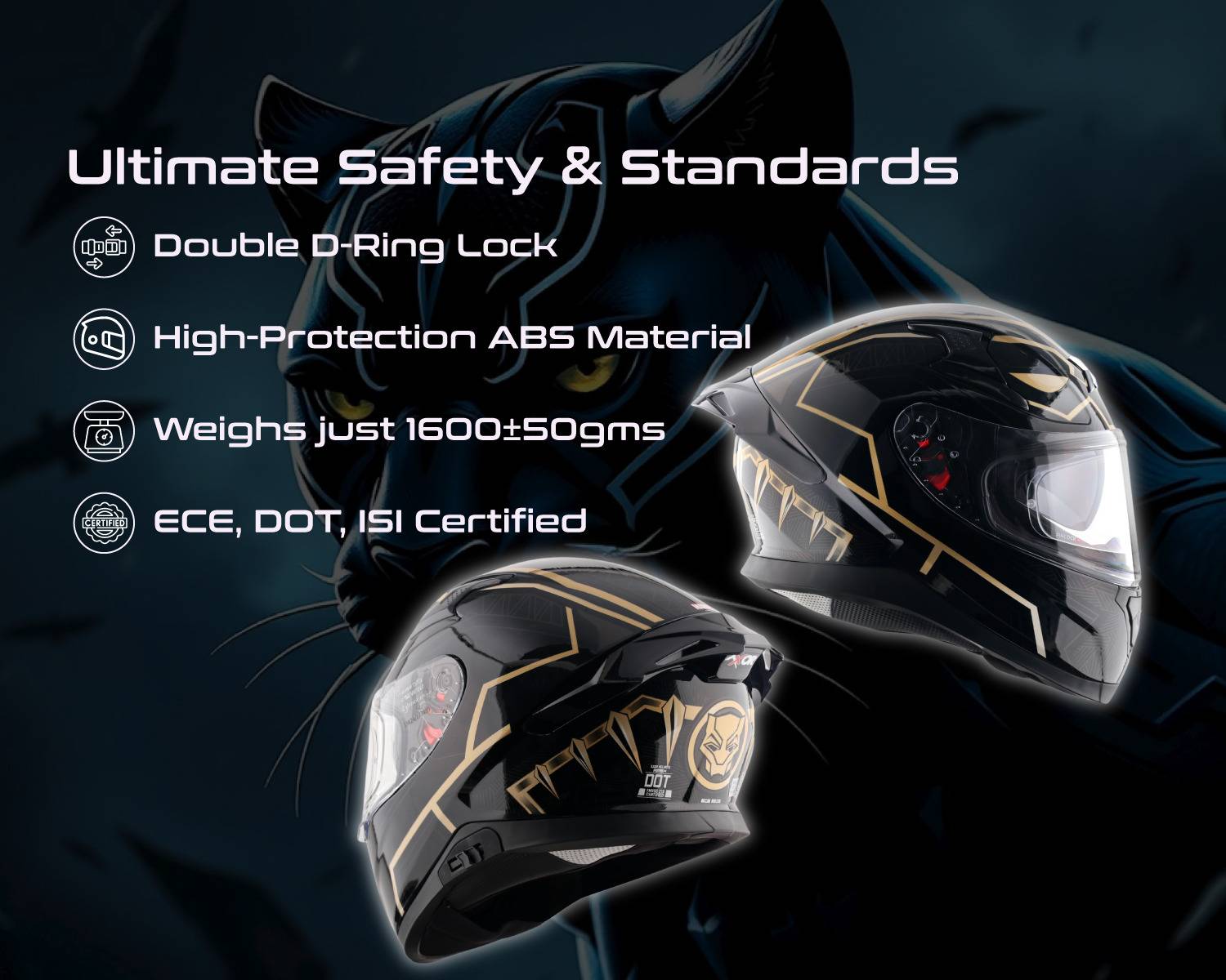 Axor Apex Marvel Black Panther Motorbike Helmet - Image 3