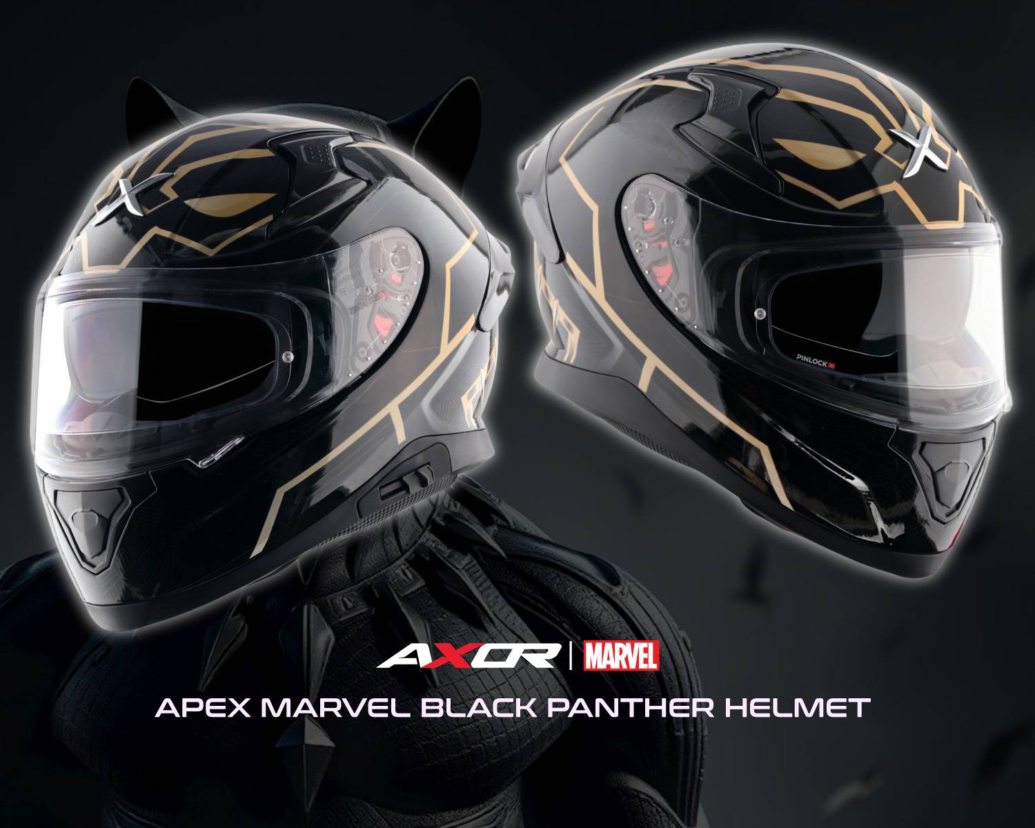 Axor Apex Marvel Black Panther Motorbike Helmet - Image 2