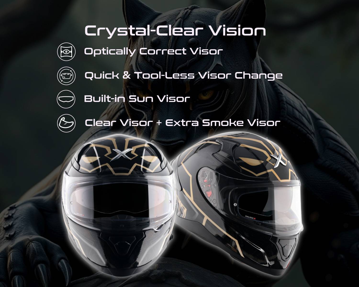 Axor Apex Marvel Black Panther Motorbike Helmet - Image 5