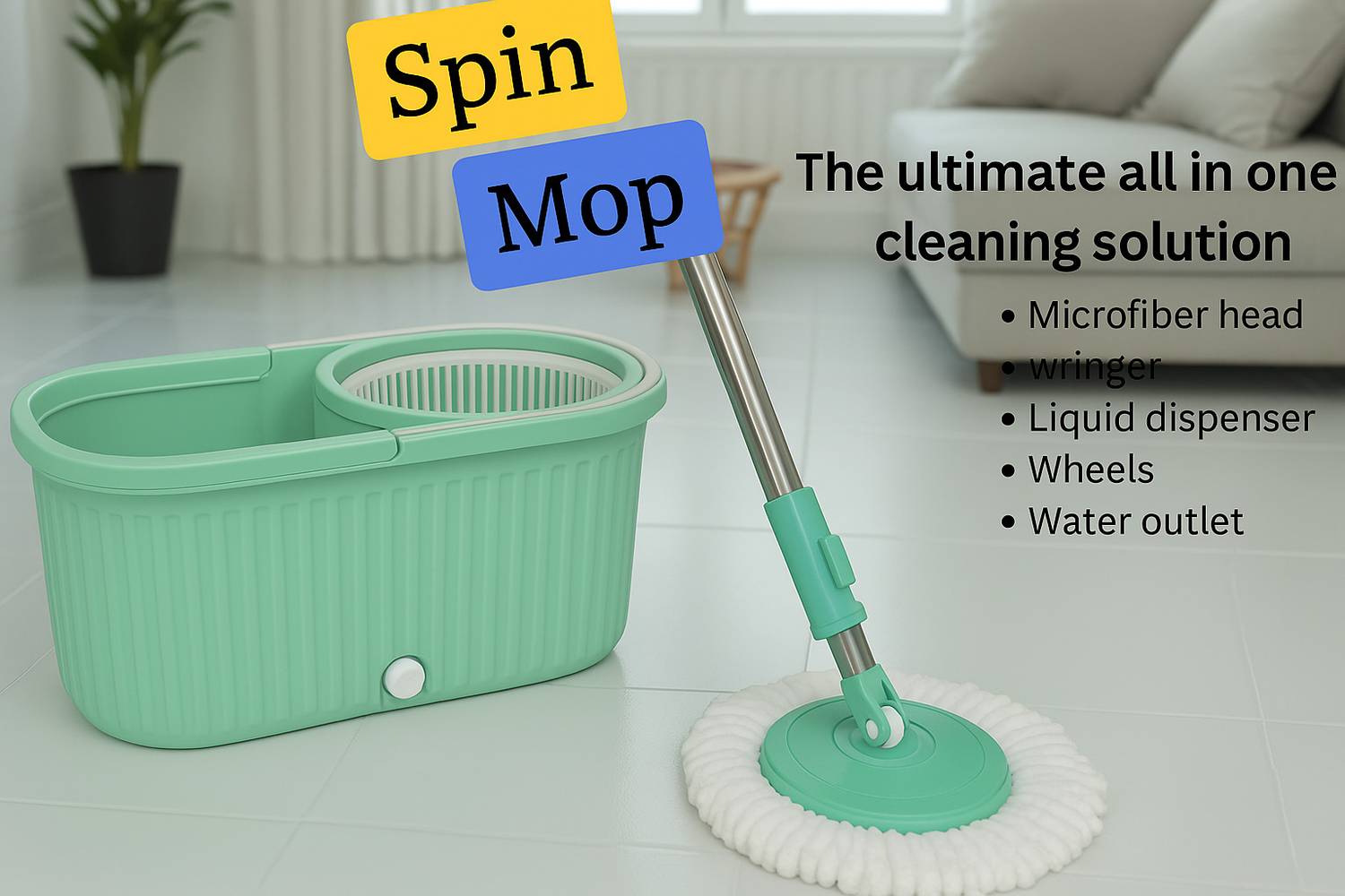 MCE 3-in-1 Spin Mop with Bucket - Image 2