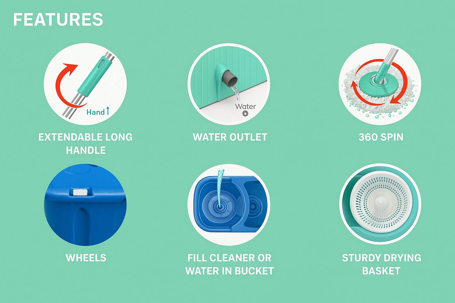 MCE 3-in-1 Spin Mop with Bucket - Image 4