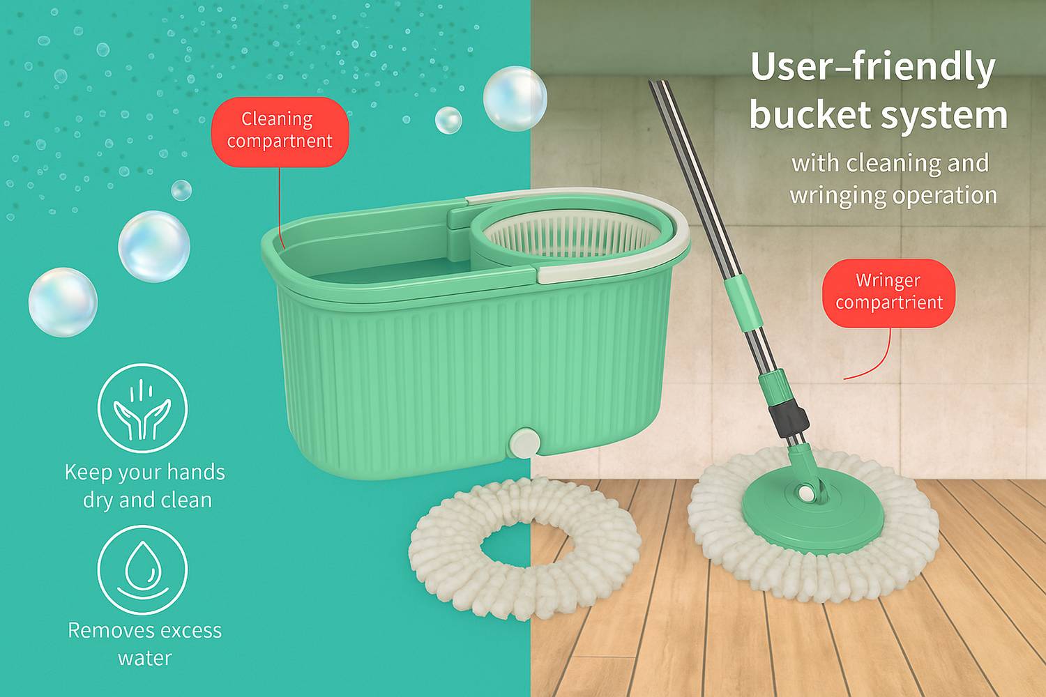MCE 3-in-1 Spin Mop with Bucket - Image 3