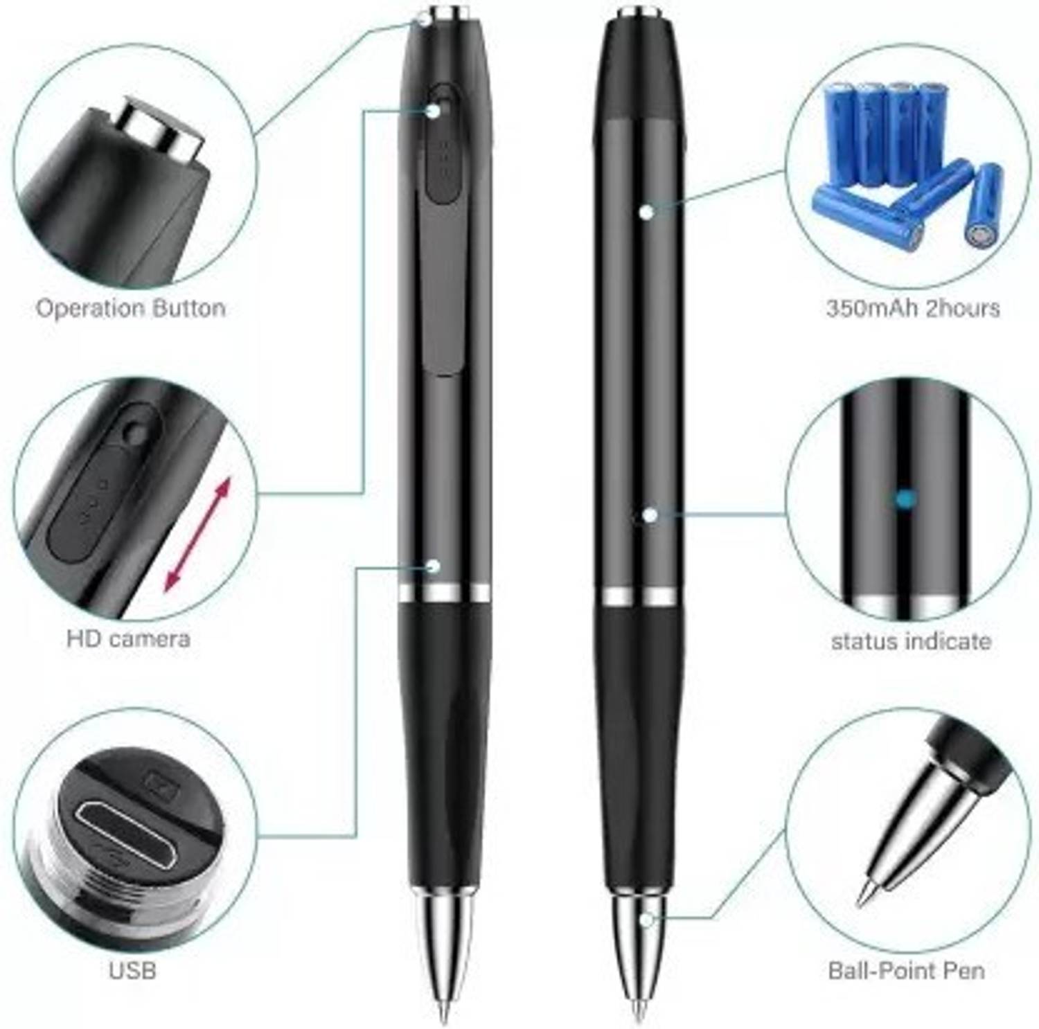 SATTOBISION R2495 Pen Camera 1080P Hidden Recorder Black Pack of 1 - Image 1