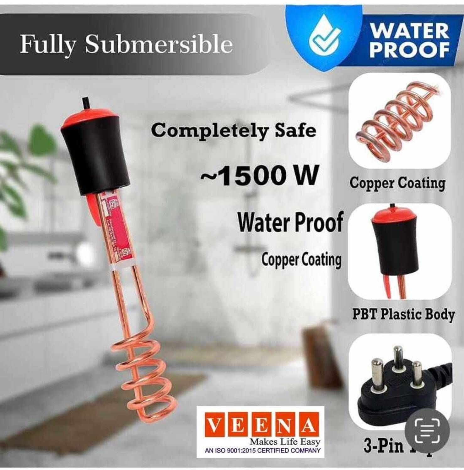 VEENA 1500W Immersion Heater Rod - Image 3