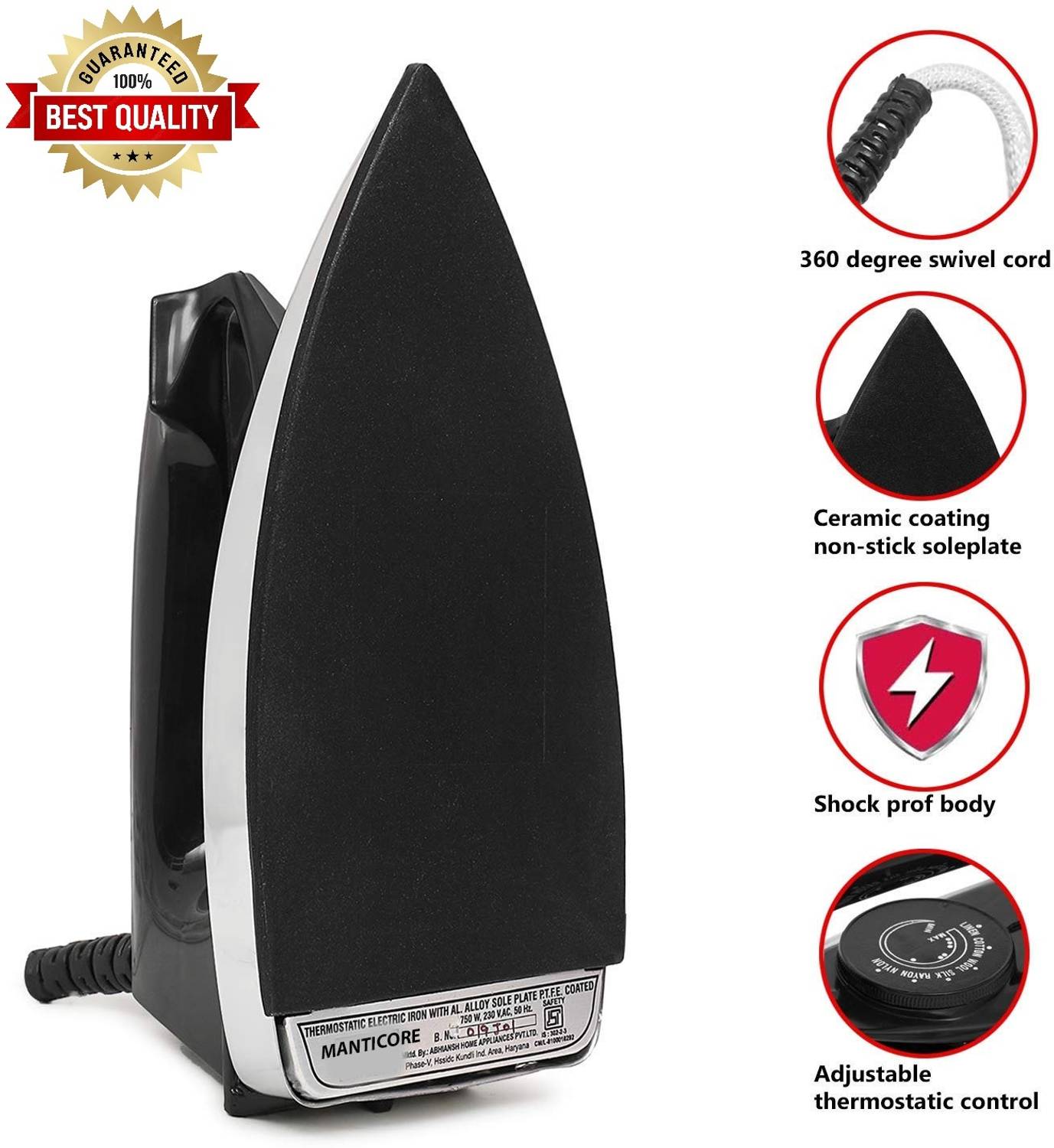 MANTICORE Dual-Coated Non-stick Iron 750W - Image 2