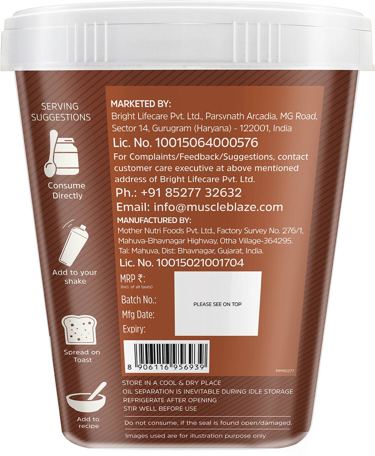 MUSCLEBLAZE High Protein Peanut Butter, Crunchy, Dark Chocolate, 1 kg - Image 5