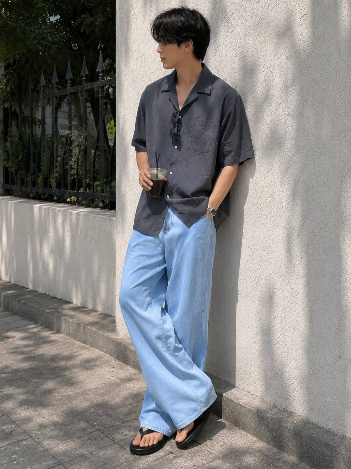 FOXIEFIT Men Light Blue Jeans Relaxed Fit - Image 1