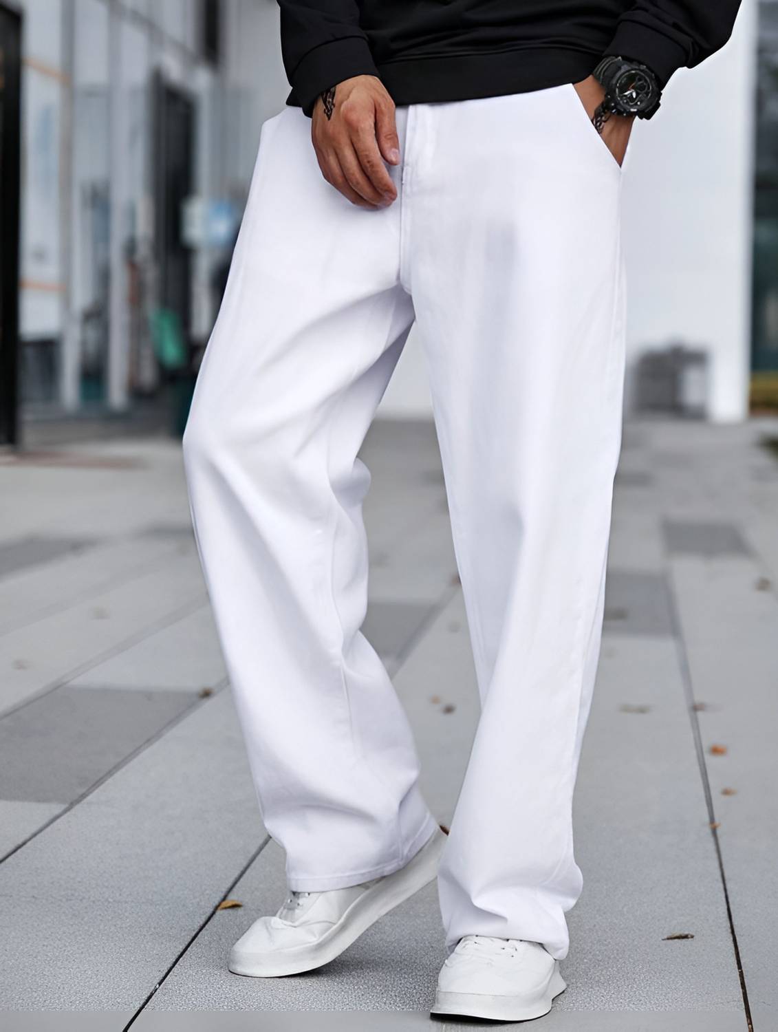 BEN MARTIN Loose Fit Men White Jeans - Image 4