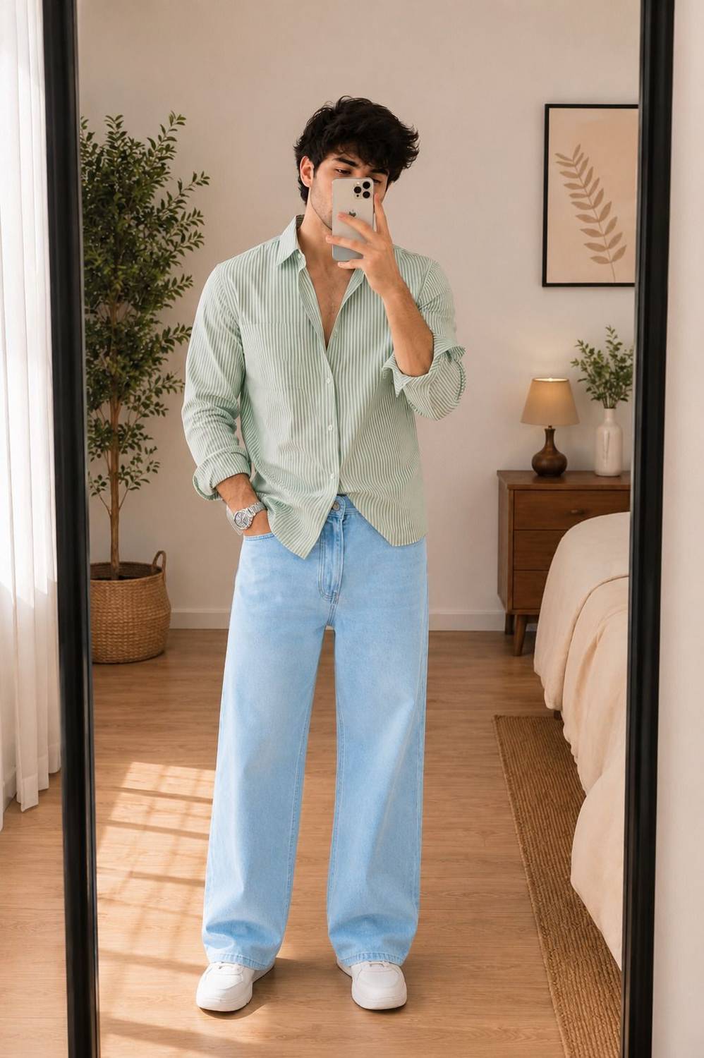 Veltick Baggy Fit Men Light Blue Jeans - Image 3
