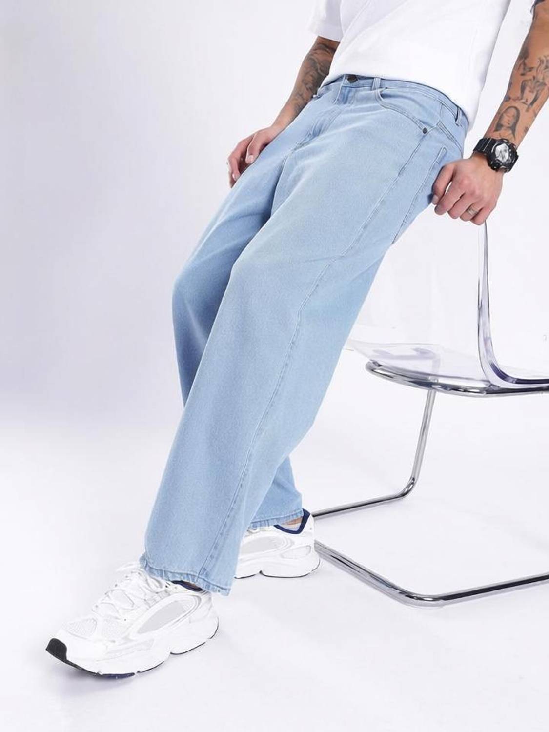 DENIM4MEN Straight Fit Men Light Blue Jeans - Image 1