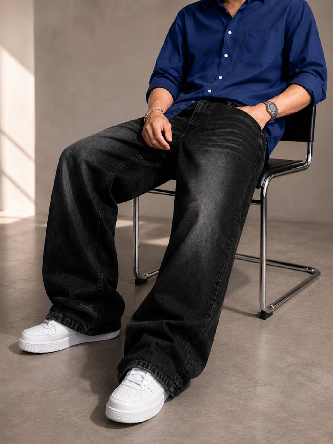 BLACK REY Straight Fit Black Jeans - Image 1